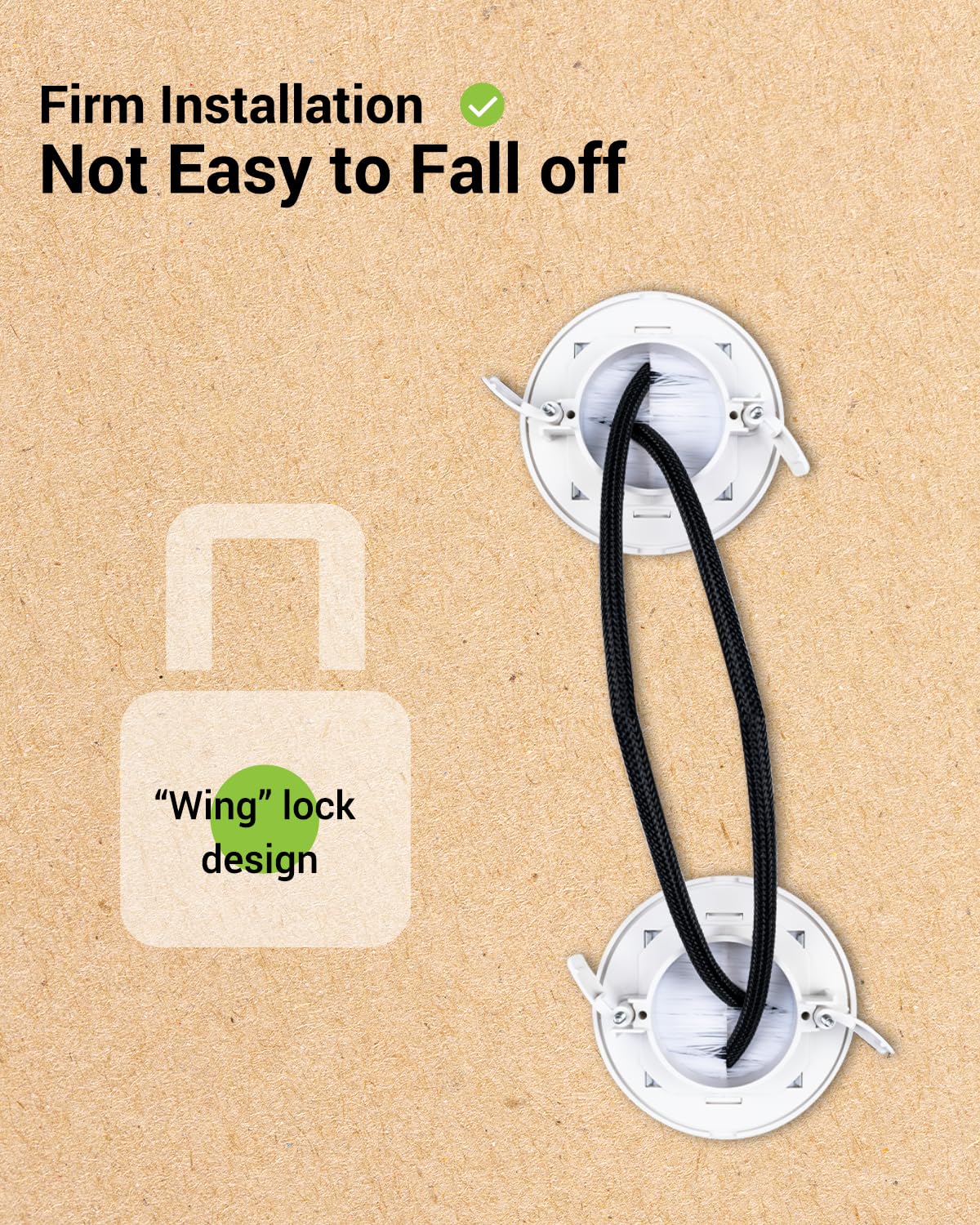 Slim Round Wall Grommet for In-Wall Cable Management - 2-Pack-CentralDepot247