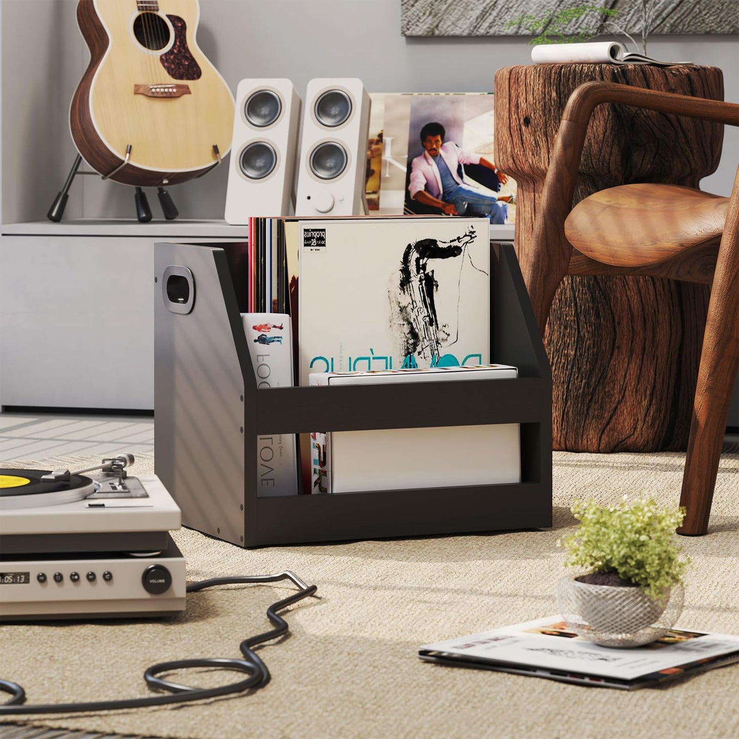 Vinyl Album Storage Box - Rustic Brown LP Record Holder-CentralDepot247