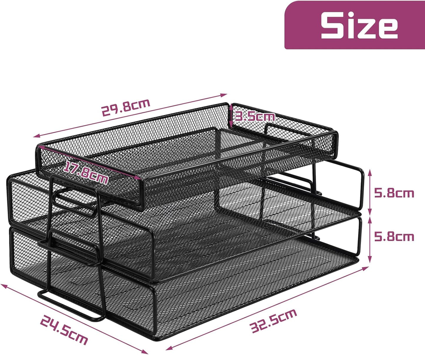 Stackable 2-Tier Metal Desk Organizer Tray with Top Holder-CentralDepot247