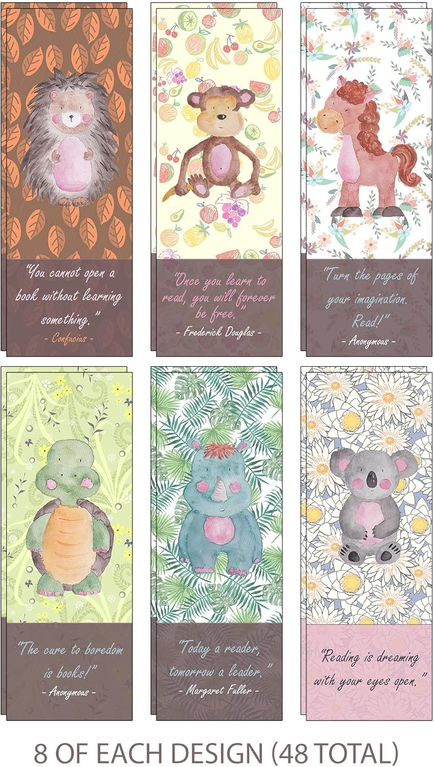 Set of 48 Recycled Animal Bookmarks - Eco-Friendly School Rewards