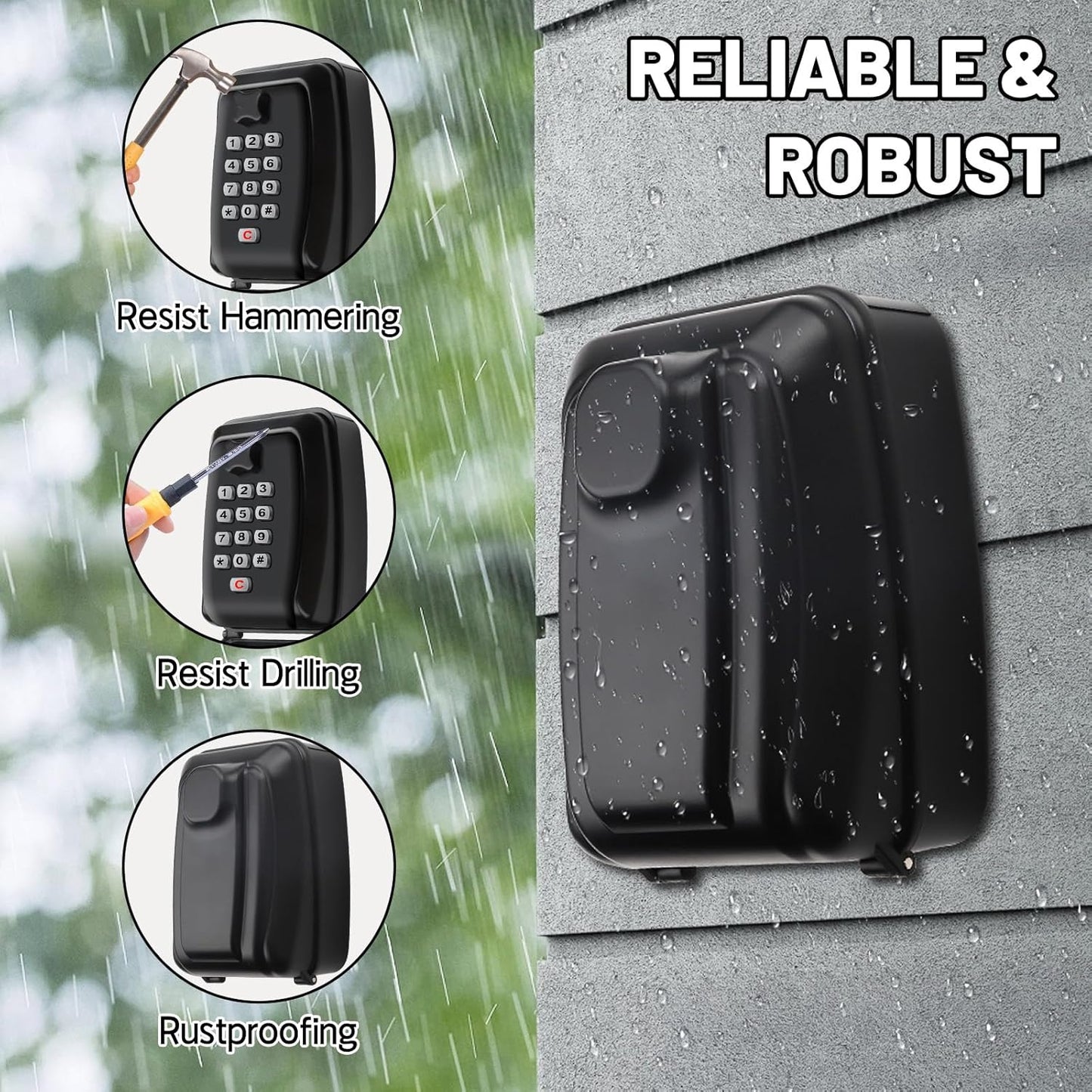 Wall Mounted Key Safe Box - 12-Digit Combination, Waterproof, Extra Large