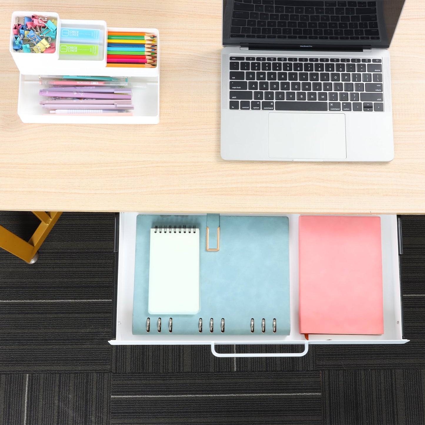 Under Desk Drawer Organizer with 4 Plastic Dividers - 54cm-CentralDepot247