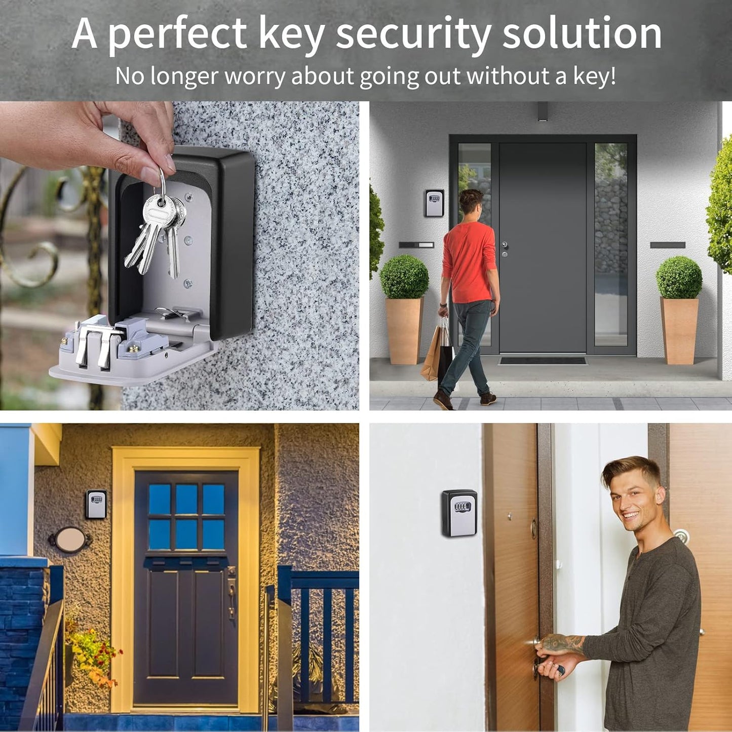 Wall Mounted Key Box - Waterproof Security Cabinet with Combination Lock