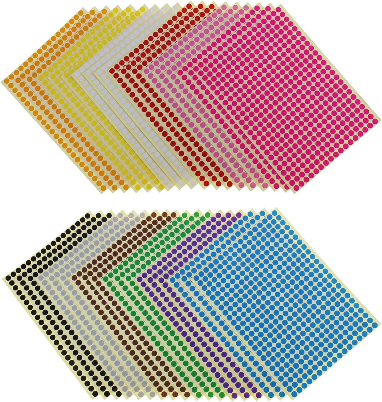 Removable Sticky Color Coding Labels, 6mm, 12 Colors, 14688 Dots