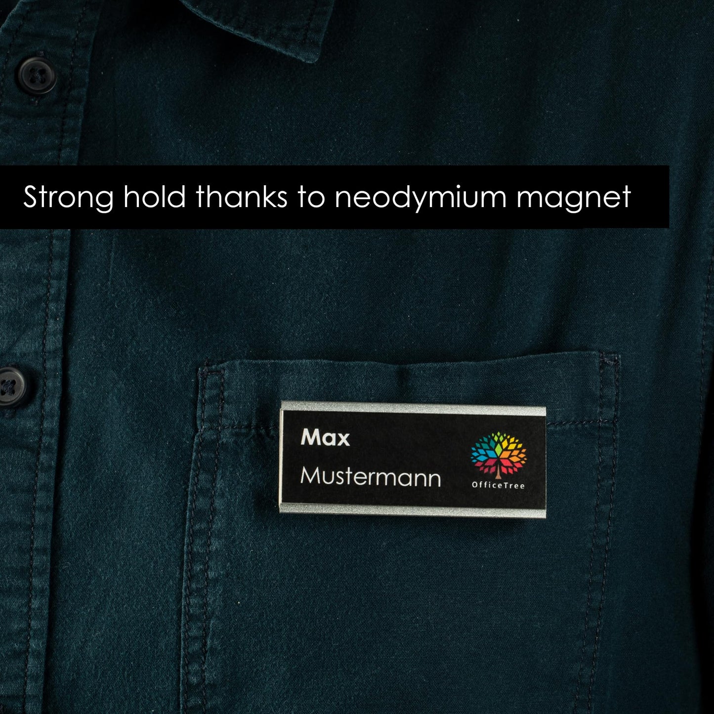 10 x Aluminium Name Badges with Magnet and Pin for Events