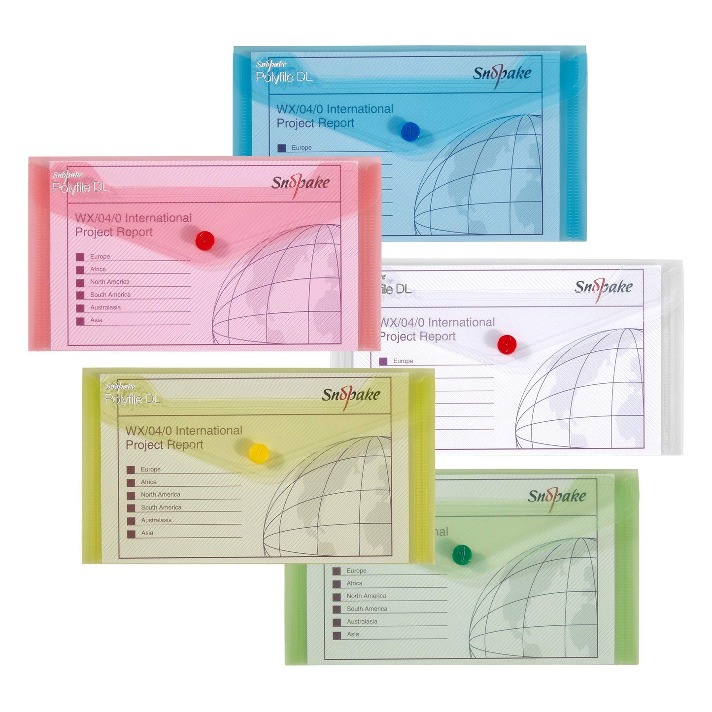 Snopake DL Polyfile Popper Wallet with Press Stud Closure – Pack of 5