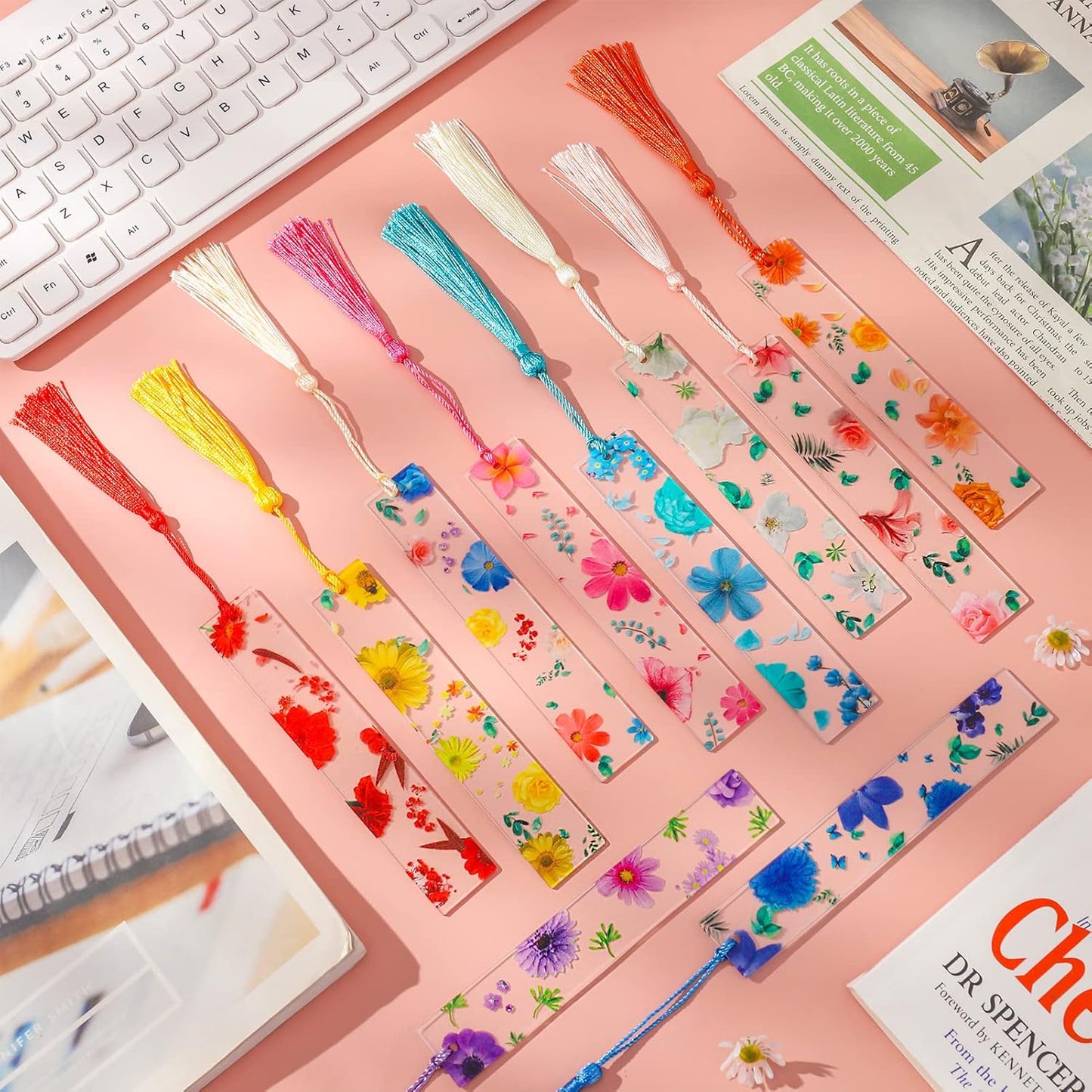 Pressed Flower Bookmarks - 10 Pcs Resin Floral Reading Markers