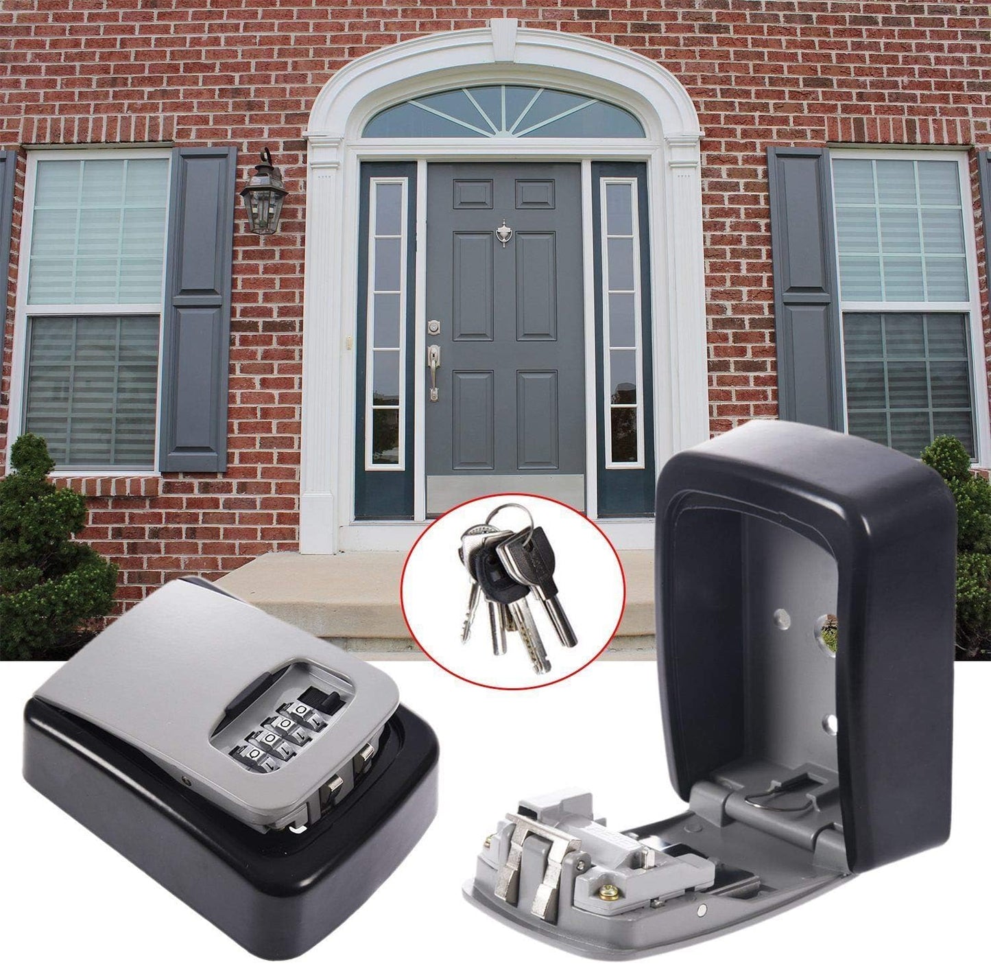 Wall Mounted Key Lock Box with 4-Digit Combination for Secure Key Storage
