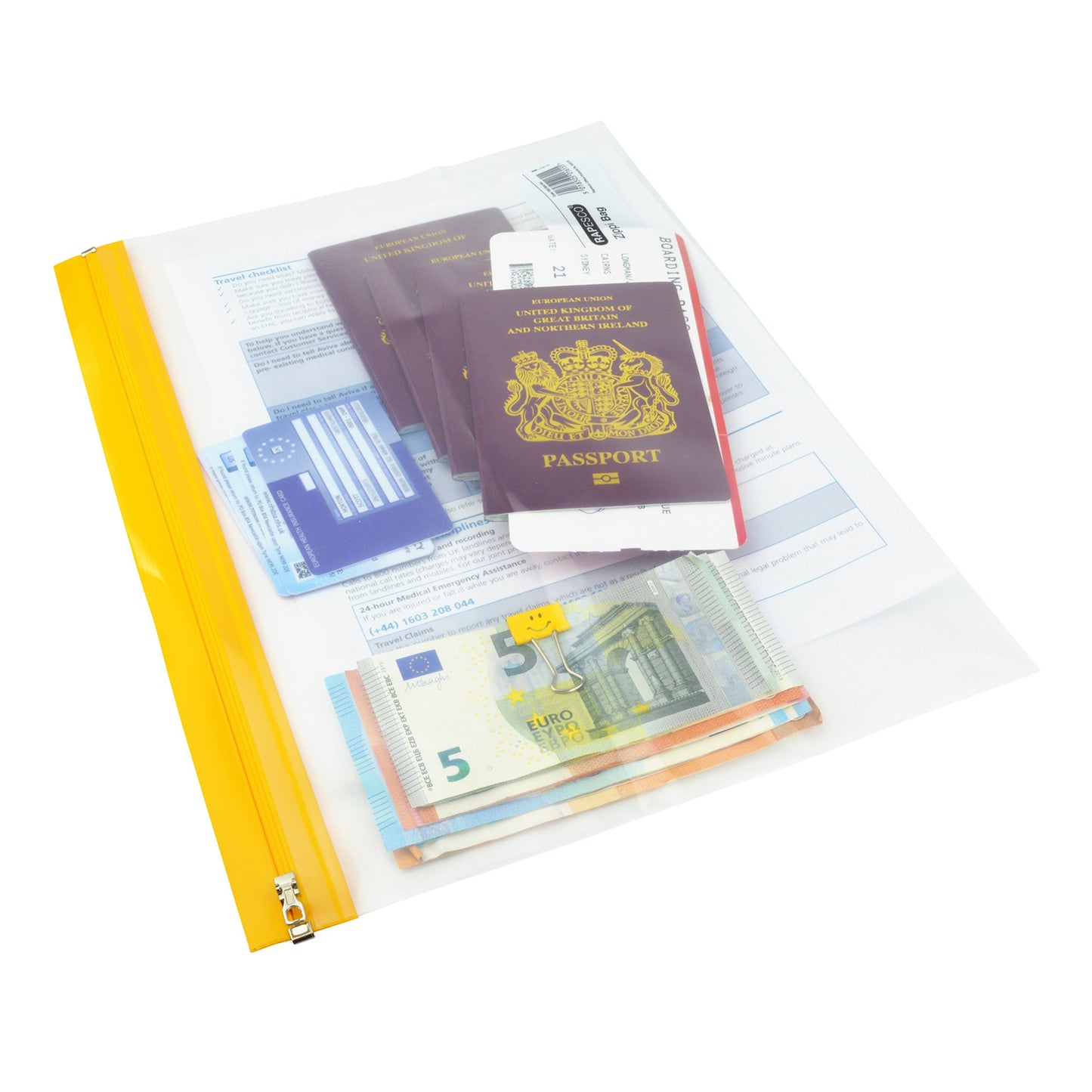 Rapesco 1503 Zippi File A4+, Transparent with Assorted Strips, Pack of 5