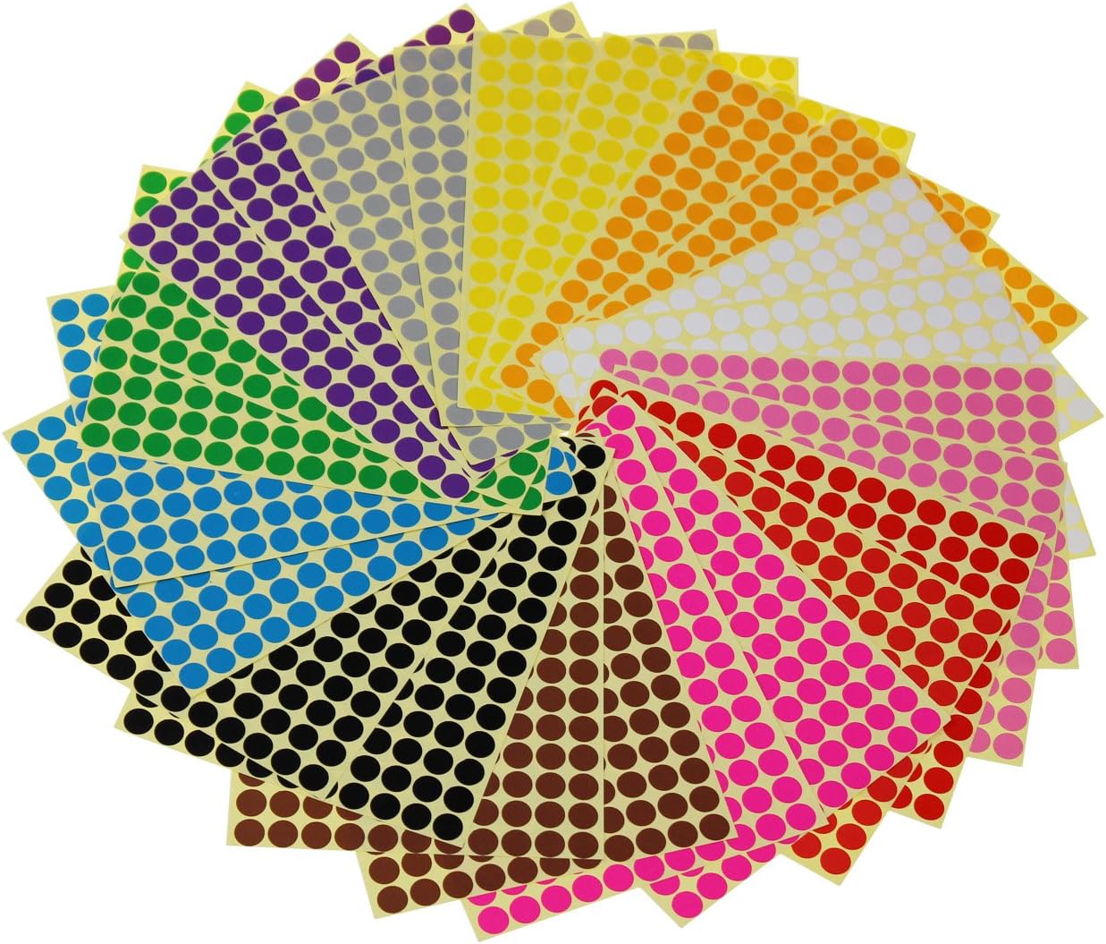 Removable Sticky Color Coding Labels - 10mm Dot Stickers (3960 Total)