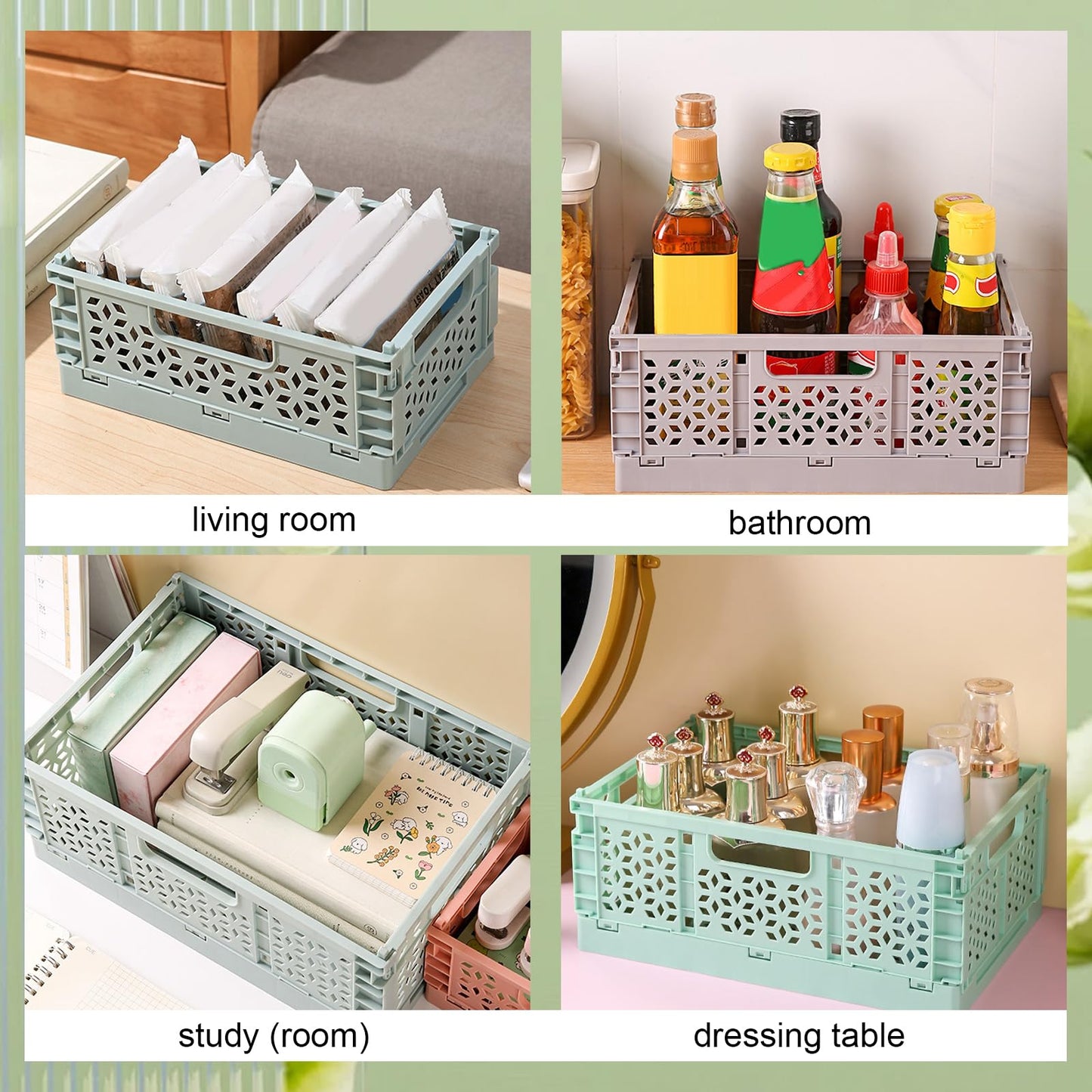 Stackable Storage Baskets - Pack of 6 Pastel Folding Crates-CentralDepot247