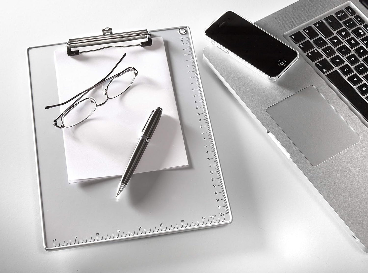 Snopake A4 Metallic Clipboard with Heavy Duty Clip and Measurement Guide