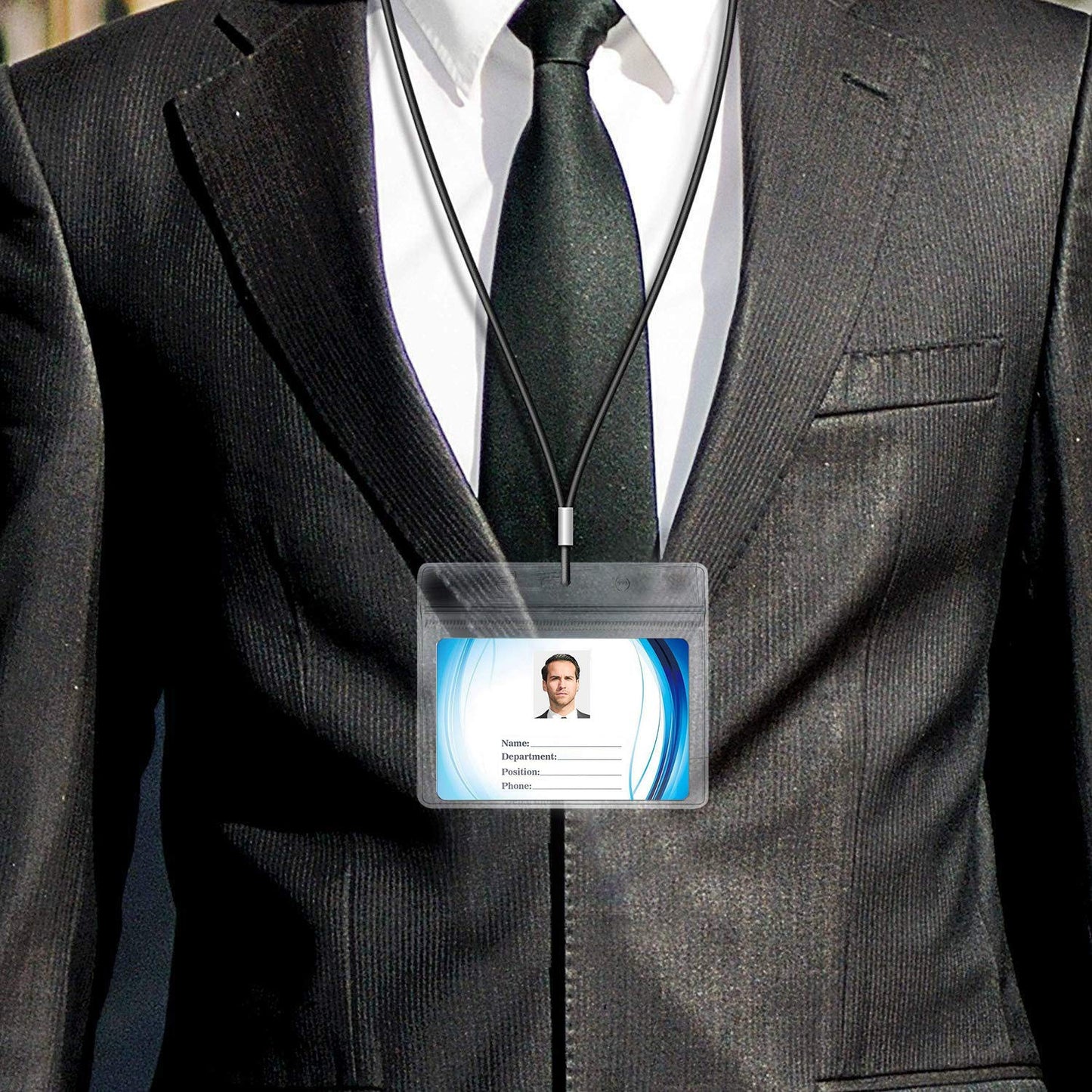 10 PCS Transparent Waterproof Horizontal ID Badge Holders
