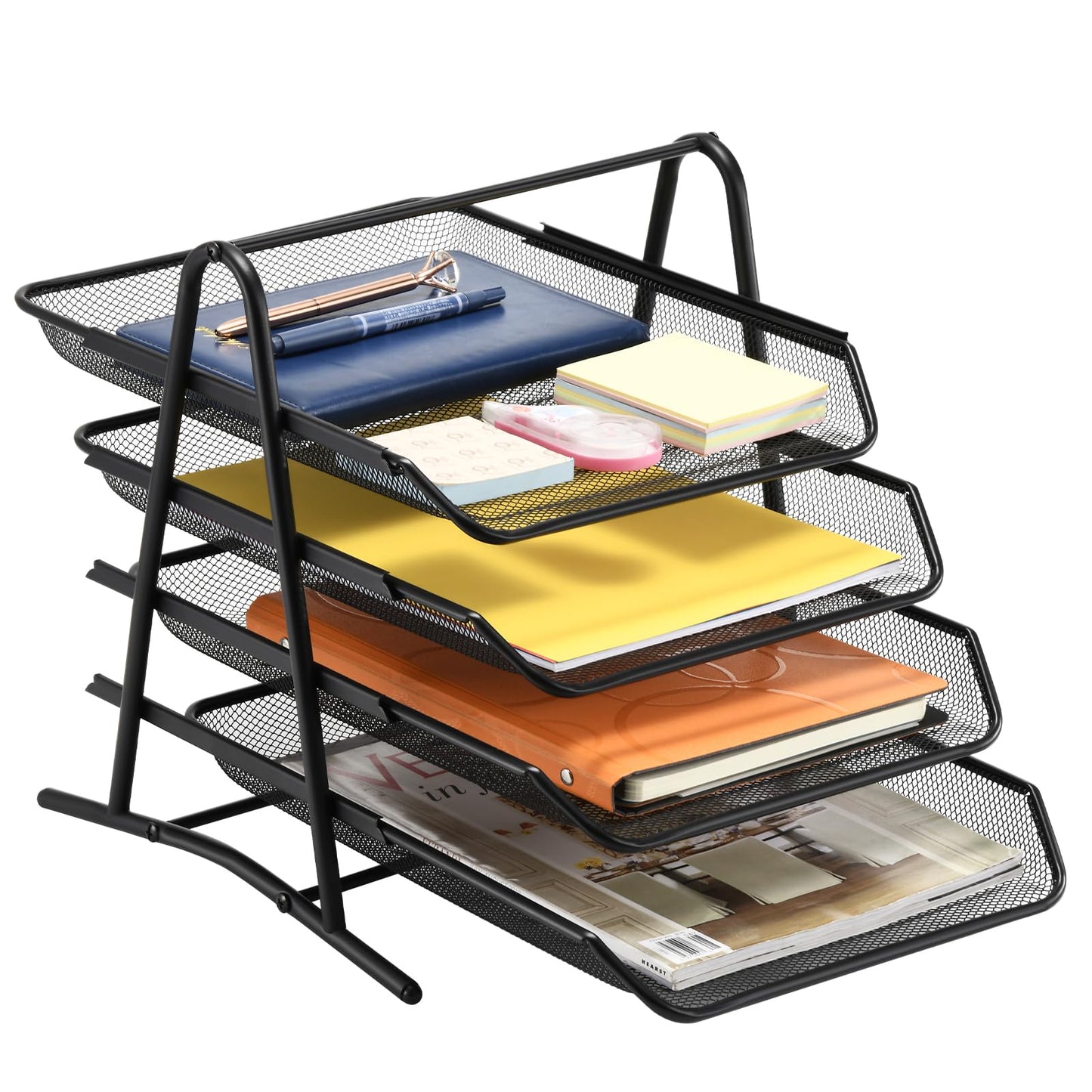 Stackable Desk Organizer and Letter Tray Organizer - 4-Tier Black-CentralDepot247