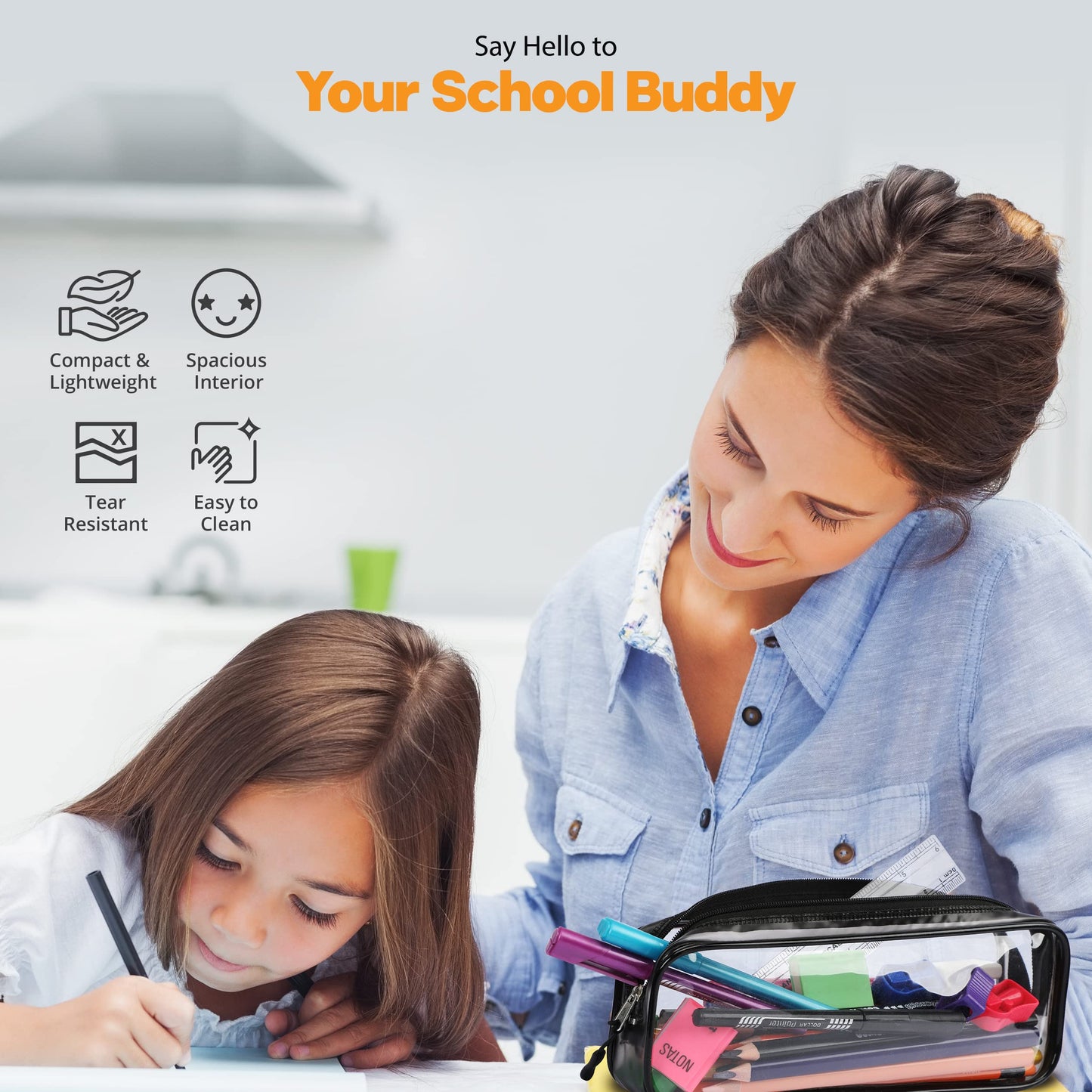 Stylish Transparent Pencil Case - 22x4x9 cm for Stationery & Travel-CentralDepot247