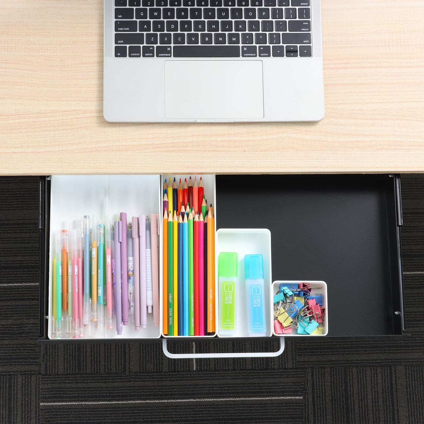 Under Desk Drawer Organizer with 4 Plastic Dividers - 54cm-CentralDepot247