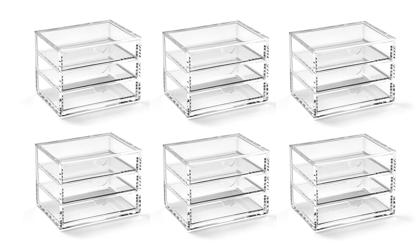 Very Small Clear Acrylic 3 Drawer Chest for Jewelry & Stationery-CentralDepot247