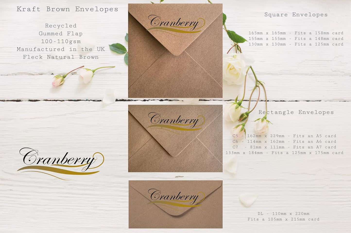 100 Pack C5/A5 Kraft Envelopes 162mm x 229mm Gummed 110gsm
