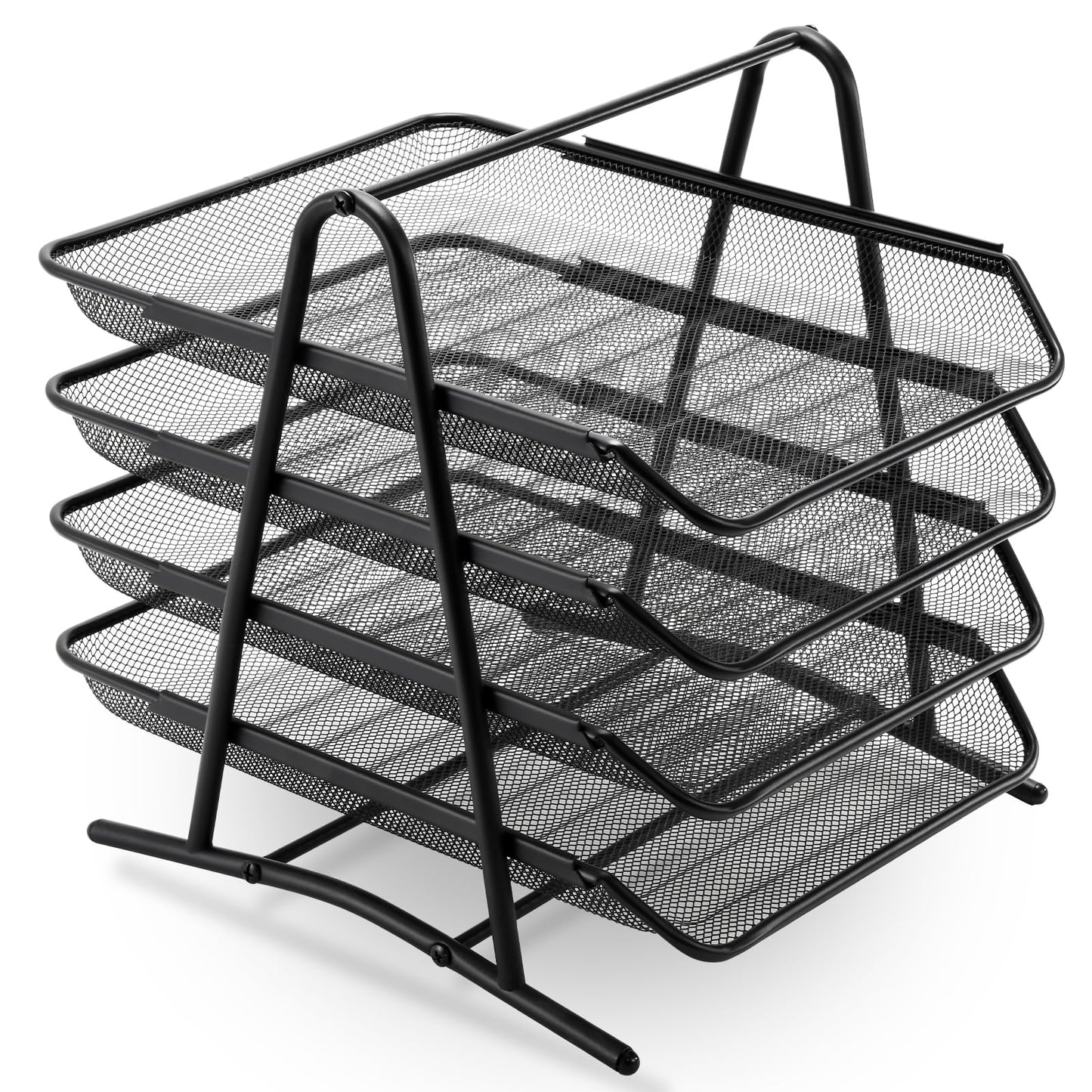 Stackable Desk Organizer and Letter Tray Organizer - 4-Tier Black-CentralDepot247