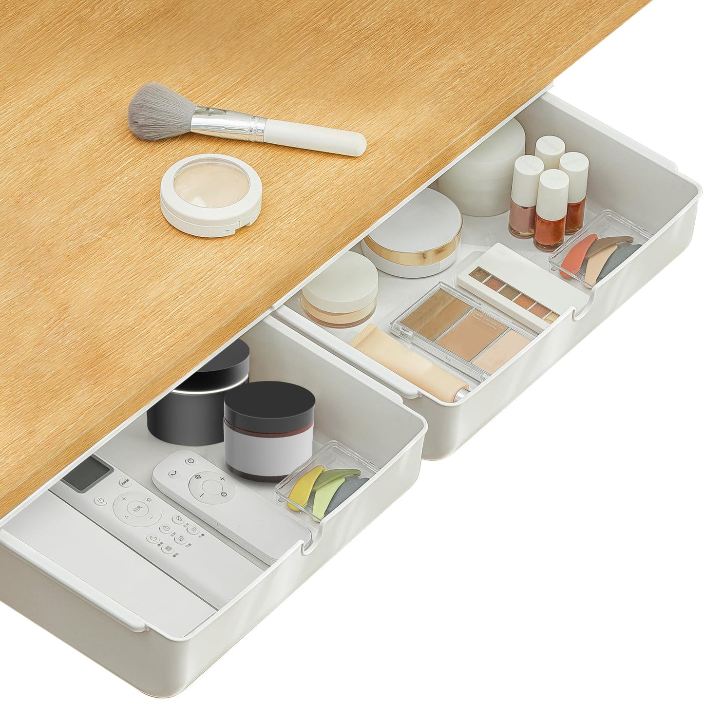 Under Desk Drawer Storage Organizer - Large Size White 2 Pack-CentralDepot247