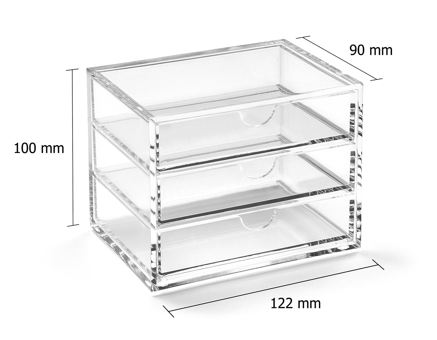 Very Small Clear Acrylic 3 Drawer Chest for Jewelry & Stationery-CentralDepot247