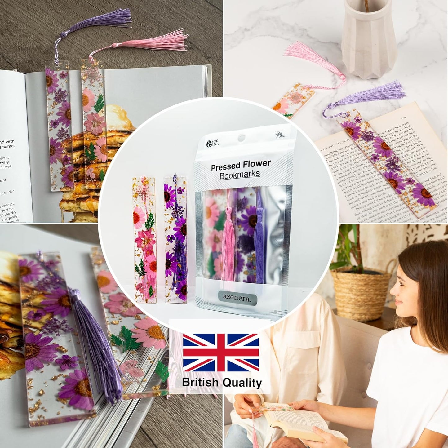 Pressed Flower Bookmarks (2 Pack) - Handmade Floral Resin Tassels