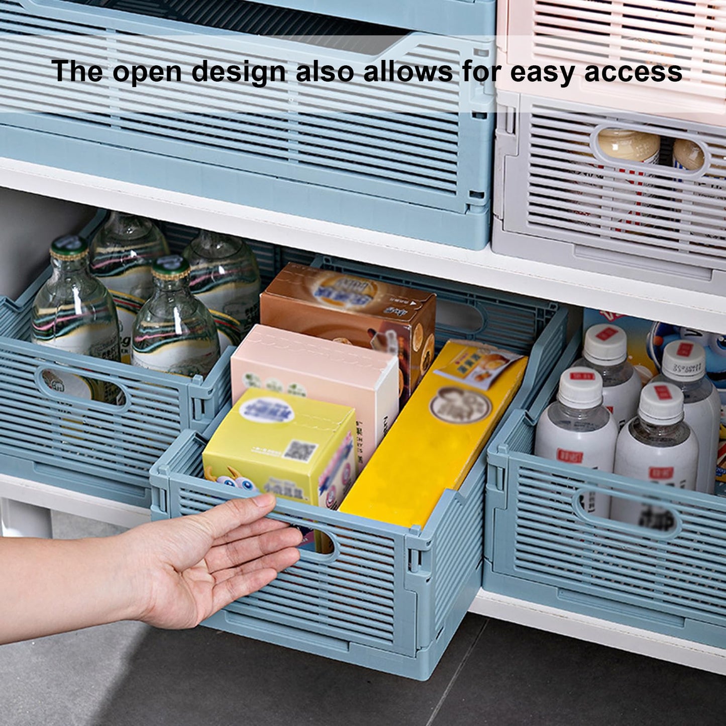 Stackable Storage Baskets - Pack of 6 Pastel Folding Crates-CentralDepot247