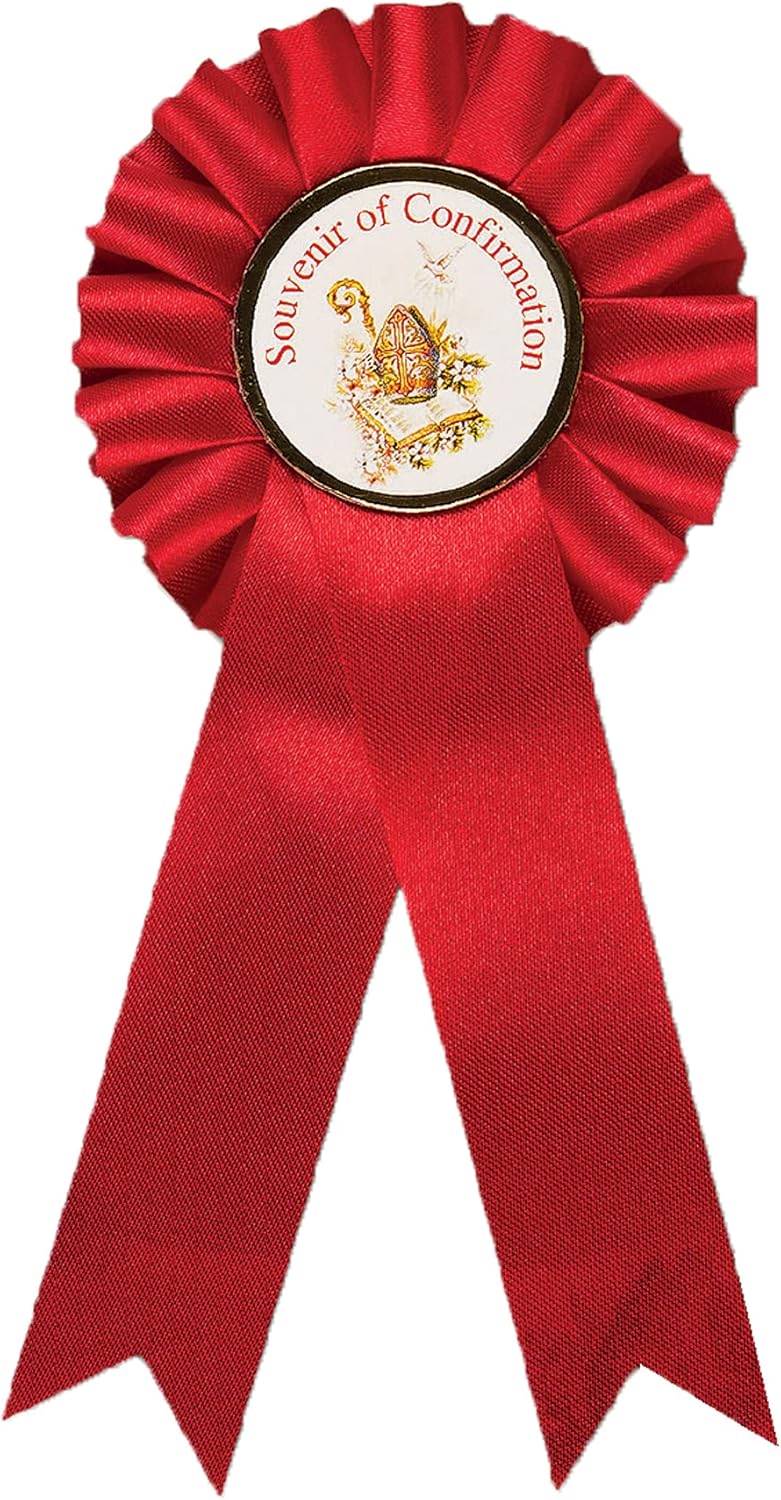 Red Rosette Badge Souvenir of Confirmation - F1903 0324