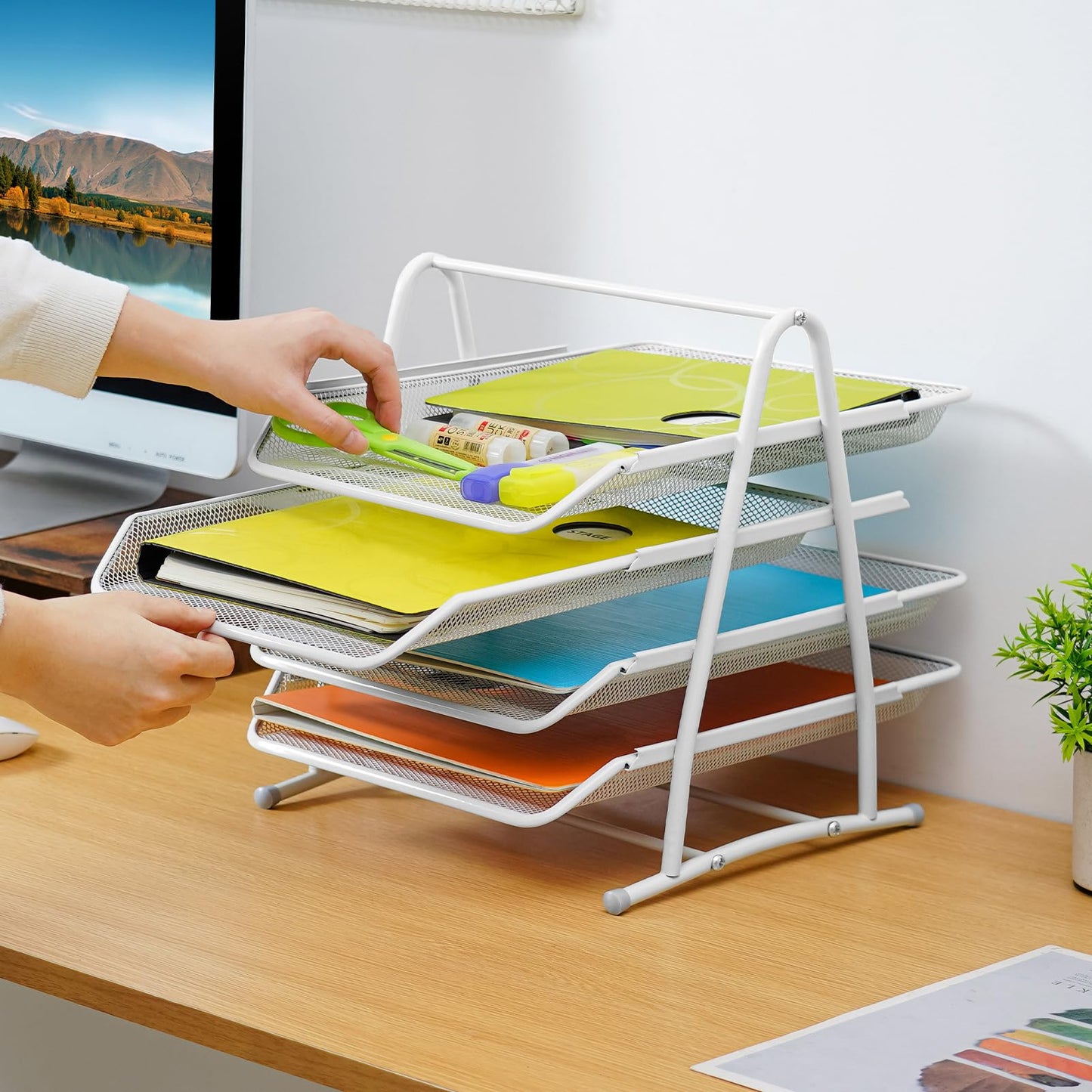 Stackable Desk Organizer and Letter Tray Organizer - 4-Tier Black-CentralDepot247