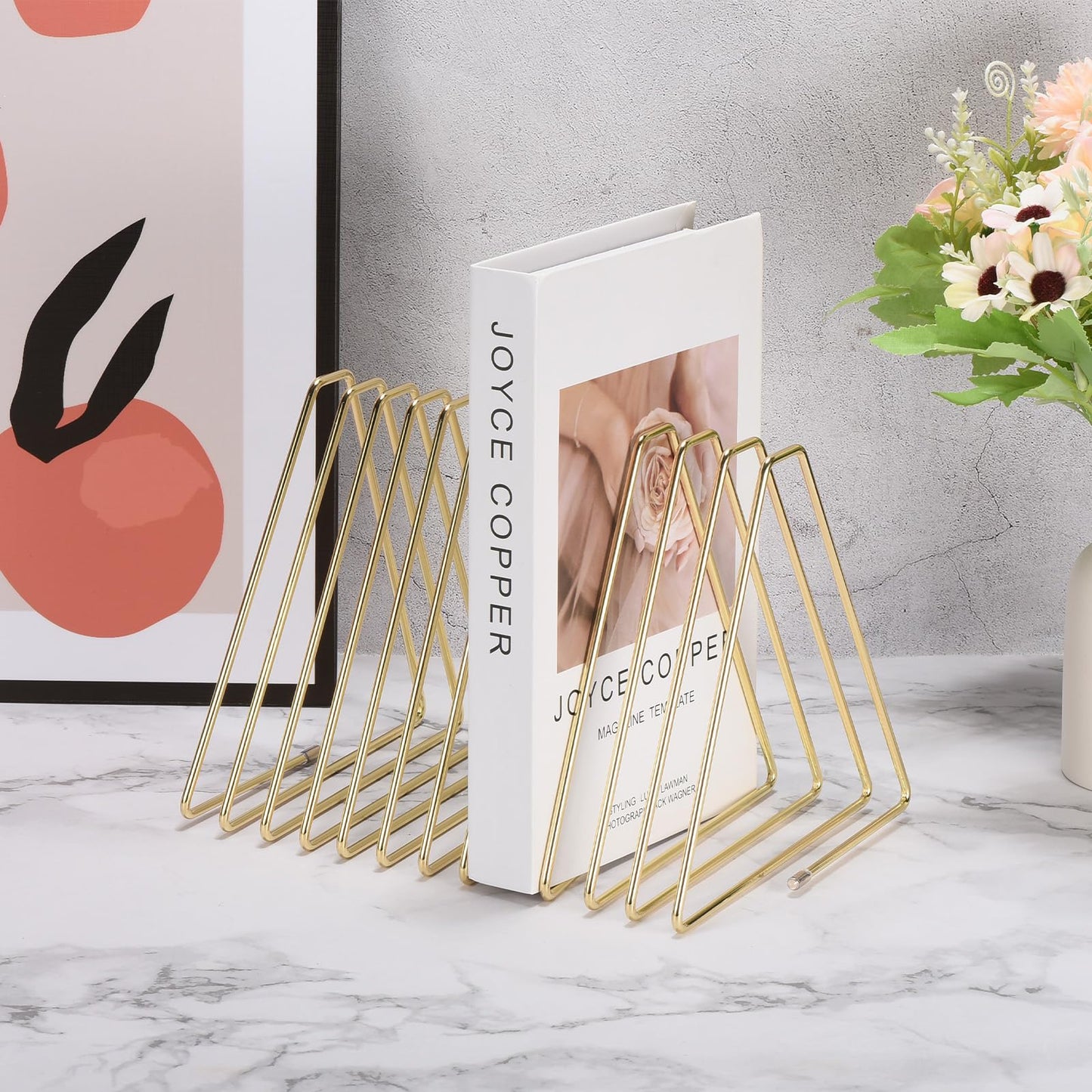 Triangle Desktop Holder Rack – 11 Slot Organizer for Records & Books-CentralDepot247