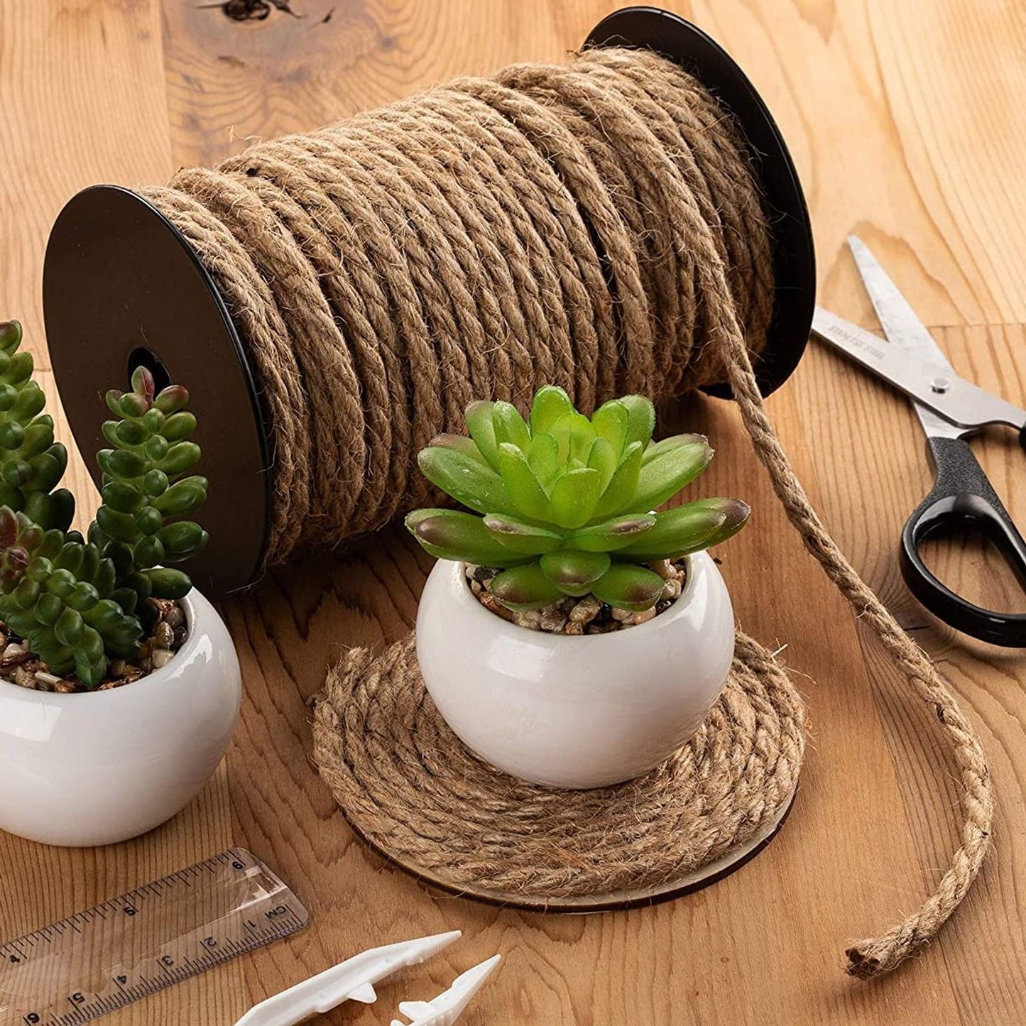 Nautical Rope for Crafts 100 Feet 5mm, Thick Hemp Jute Twine, Brown-CentralDepot247
