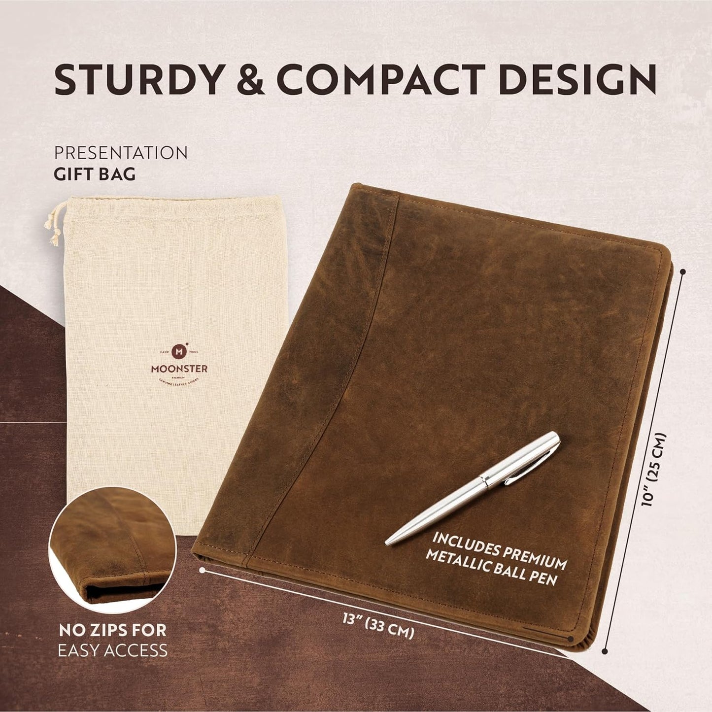 Vintage Brown Leather A5 Organizer Portfolio - Multifunctional Case-CentralDepot247