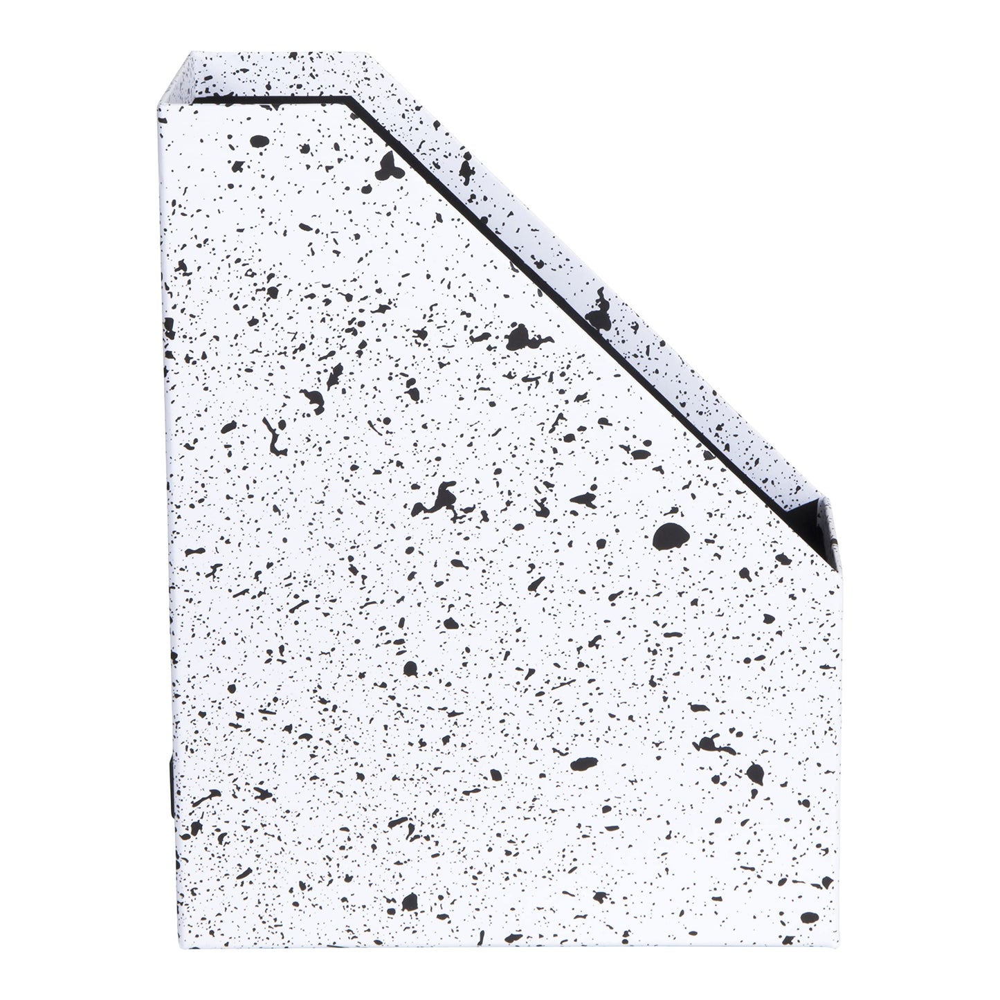 Standing Magazine Storage Box with Label - Document Holder - Black Speckled