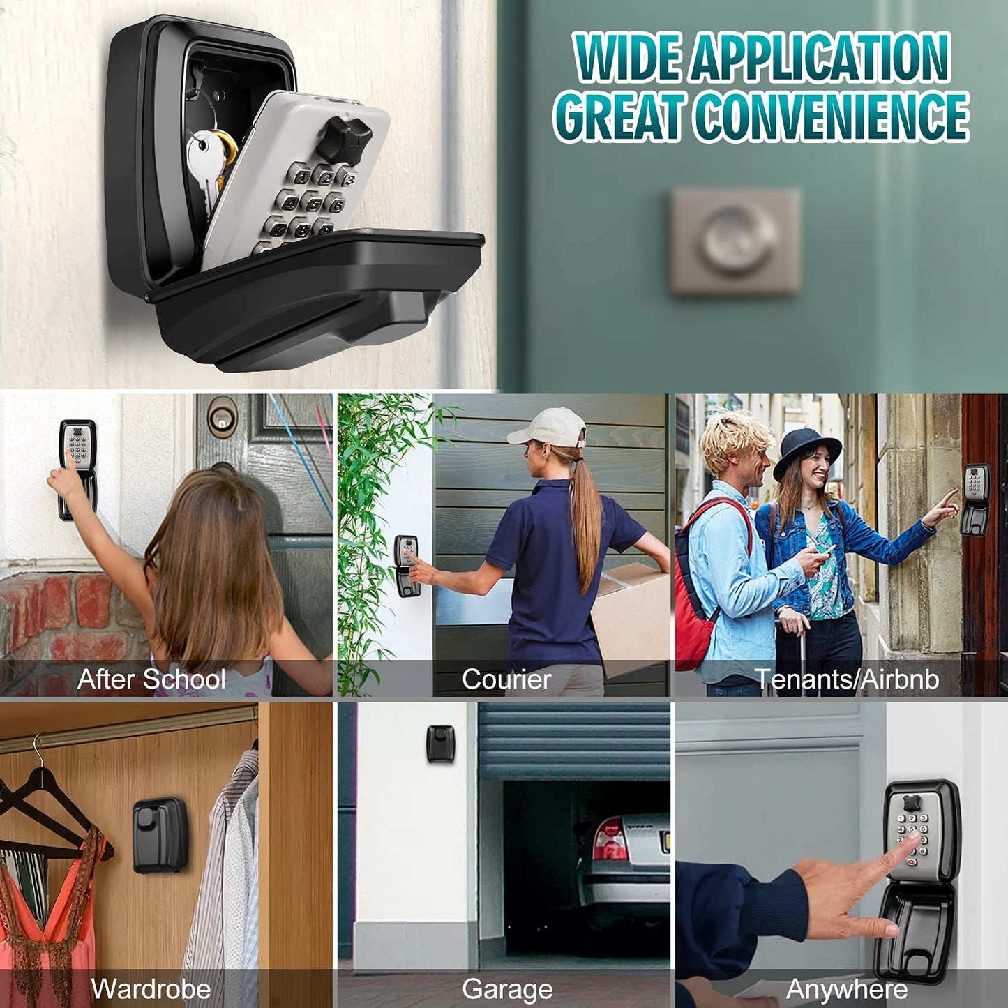 Wall Mounted 12 Digit Combination Key Safe Box for Outdoor Security