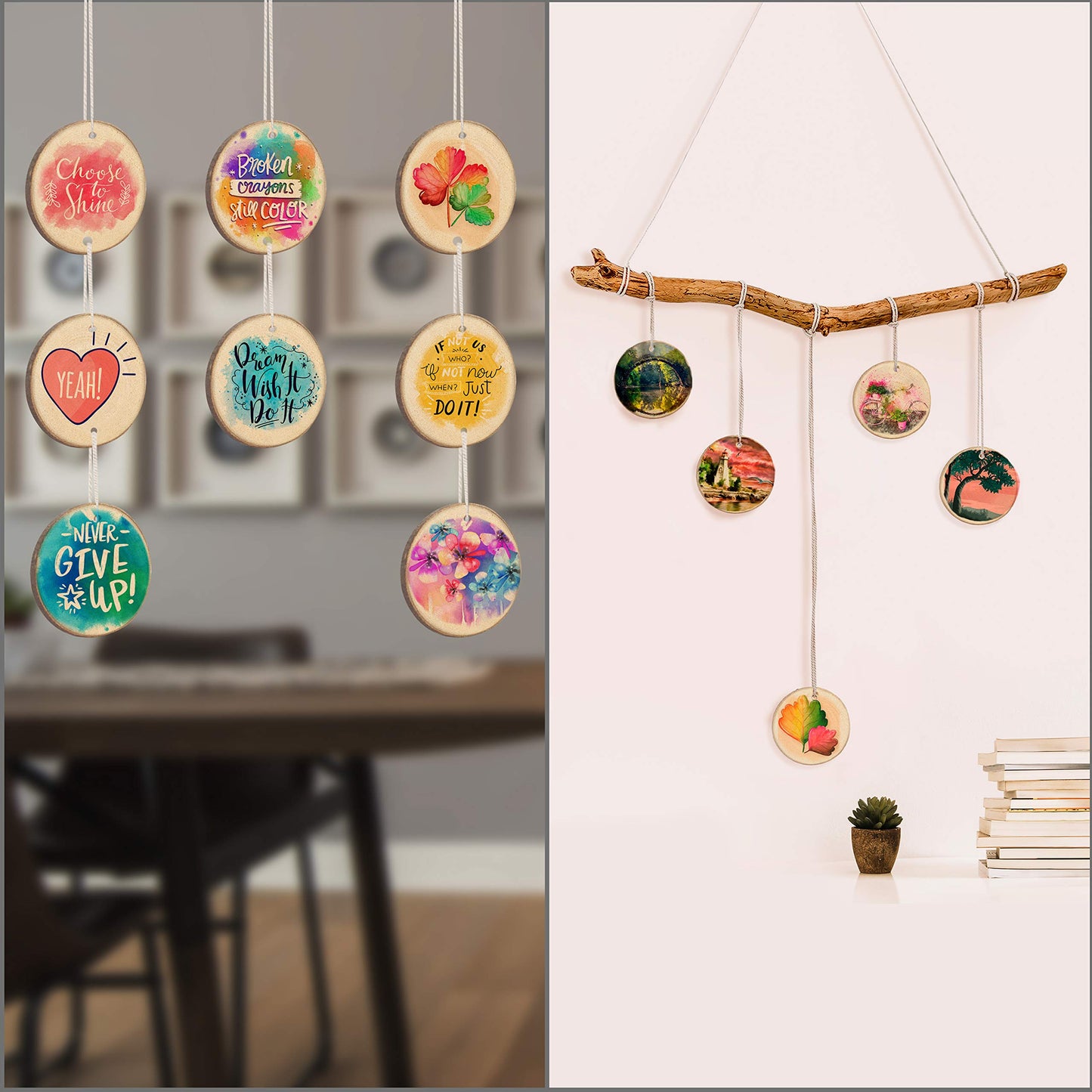Kurtzy 100 Pack Unfinished Natural Wood Slices - 3-5cm Diameter & 5mm Thick - Predrilled Holes & 20m of Jute Twine - Small Rustic Circle Wooden Discs with Bark - Log Slices for Crafts & Decoration-CentralDepot247