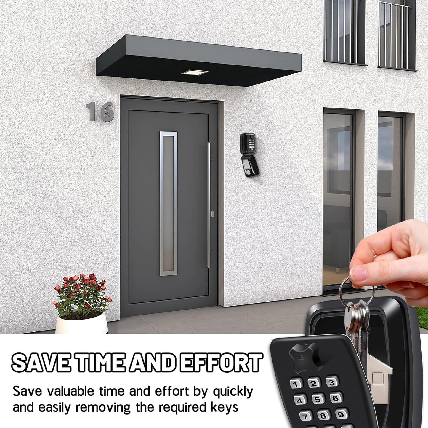 Wall Mounted Key Safe Box - 12-Digit Combination, Waterproof, Extra Large