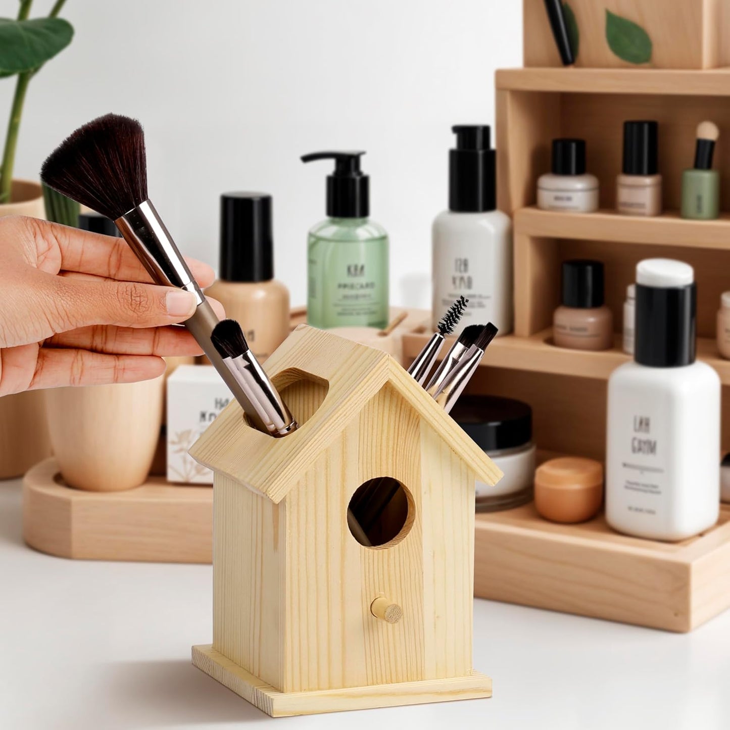 Wooden Birdhouse Pen & Pencil Holder for Desk - Organiser & Storage Pot-CentralDepot247