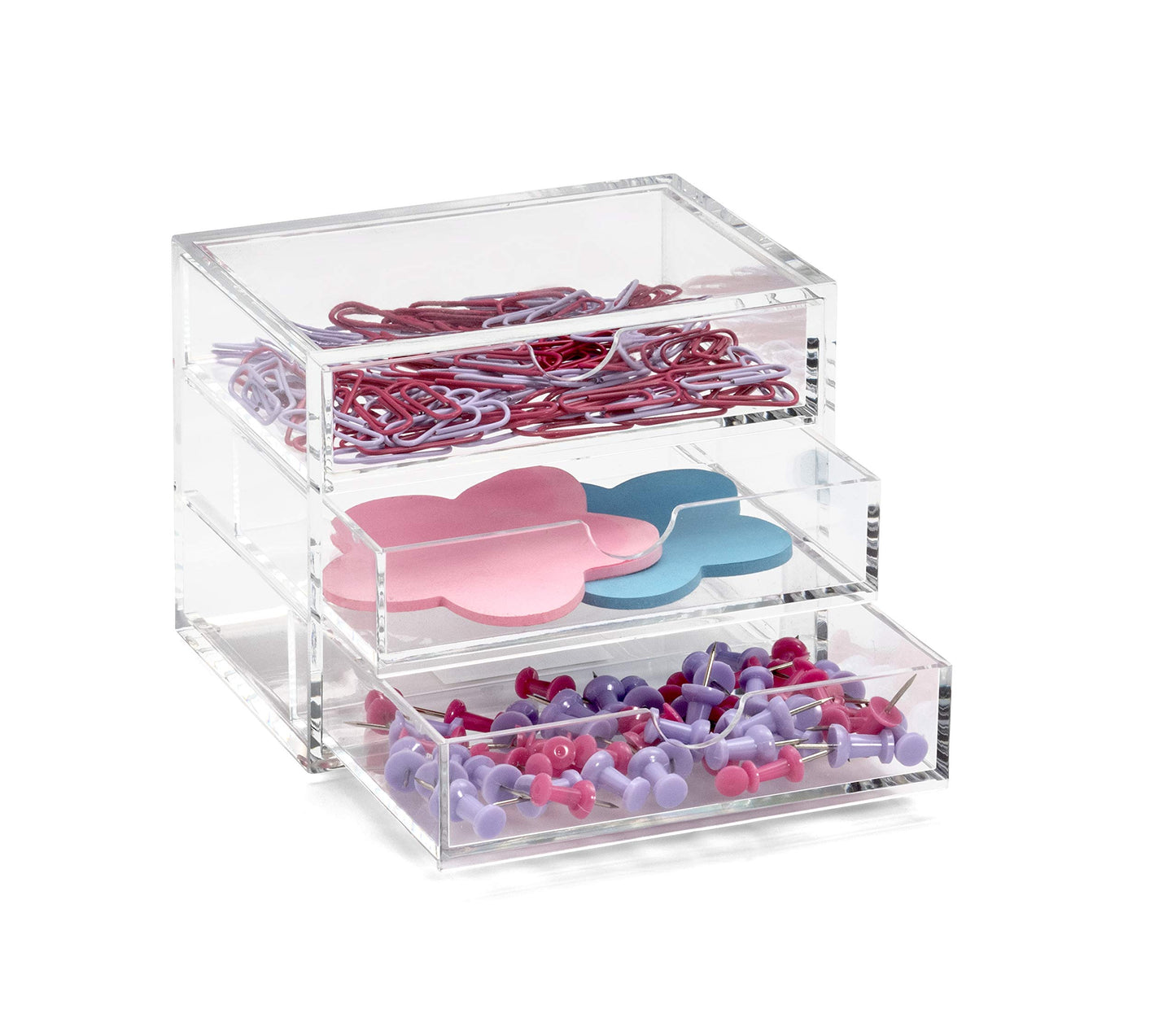Very Small Clear Acrylic 3 Drawer Chest for Jewelry & Stationery-CentralDepot247