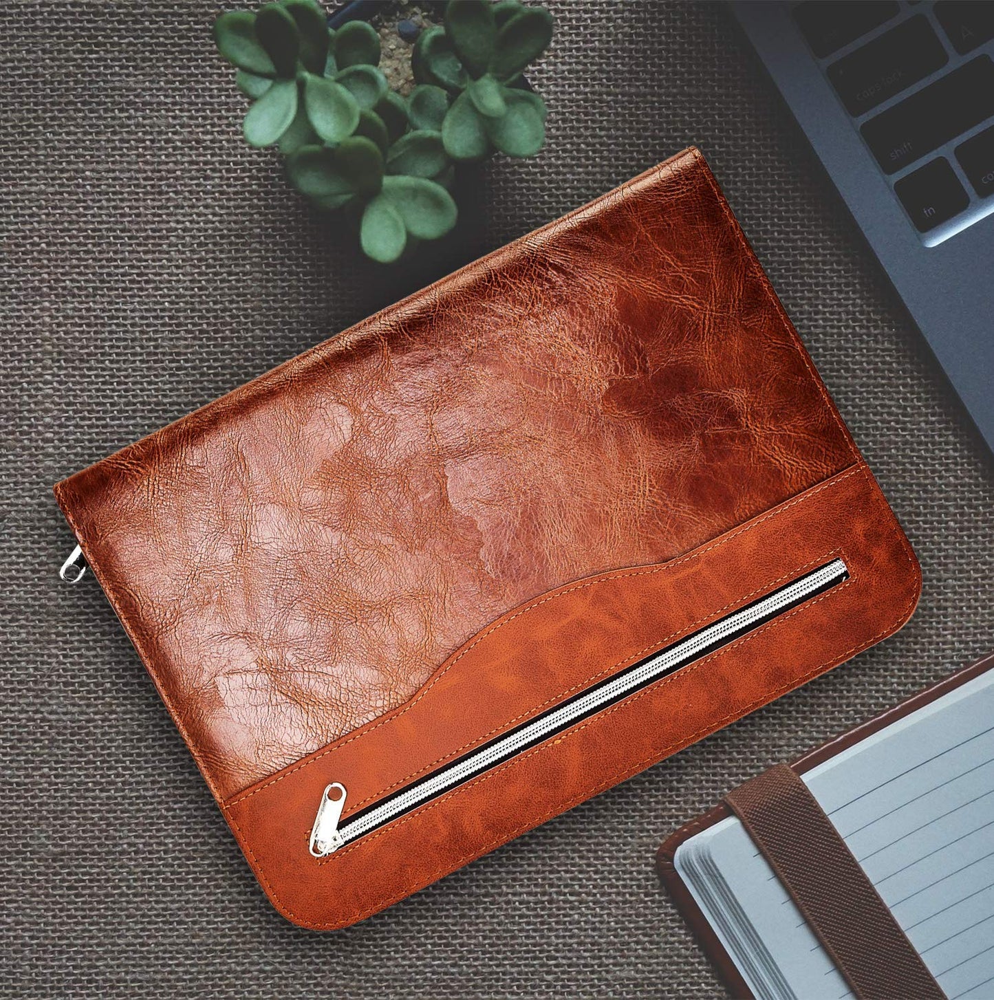 Soft Touch Conference Folder Portfolio A4 with Calculator - Brown-CentralDepot247