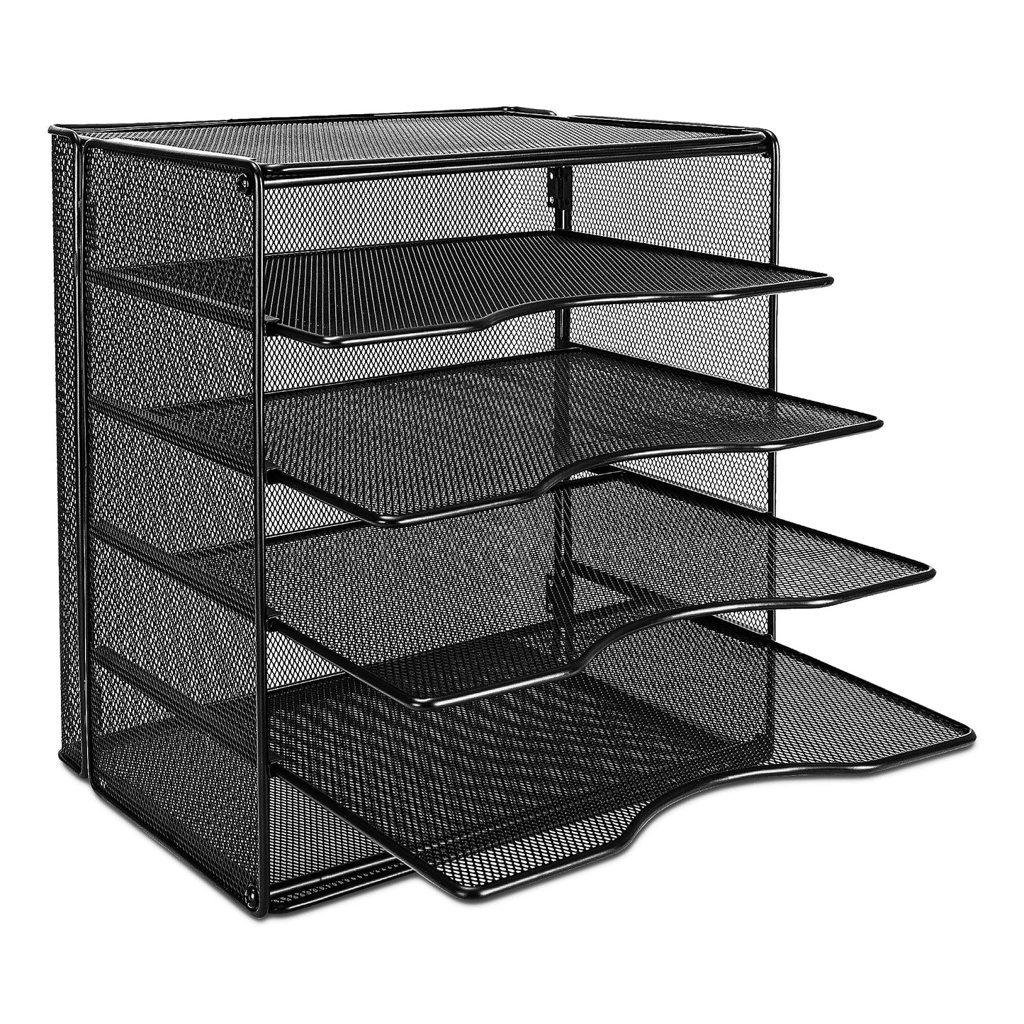 Rectangular Stackable Office Letter Trays - Pack of 2, Black-CentralDepot247