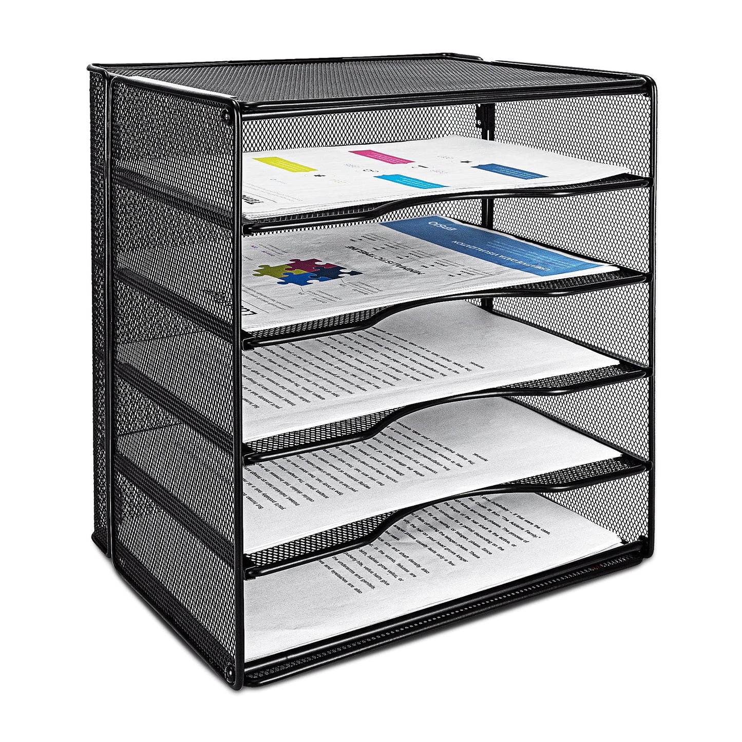 Rectangular Stackable Office Letter Trays - Pack of 2, Black-CentralDepot247
