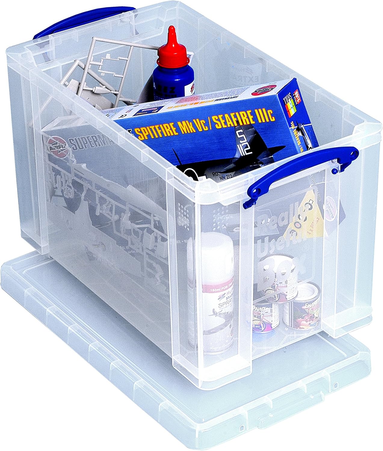 Really Useful Box Plastic Storage 24 Litre Clear with 10 Suspension Files