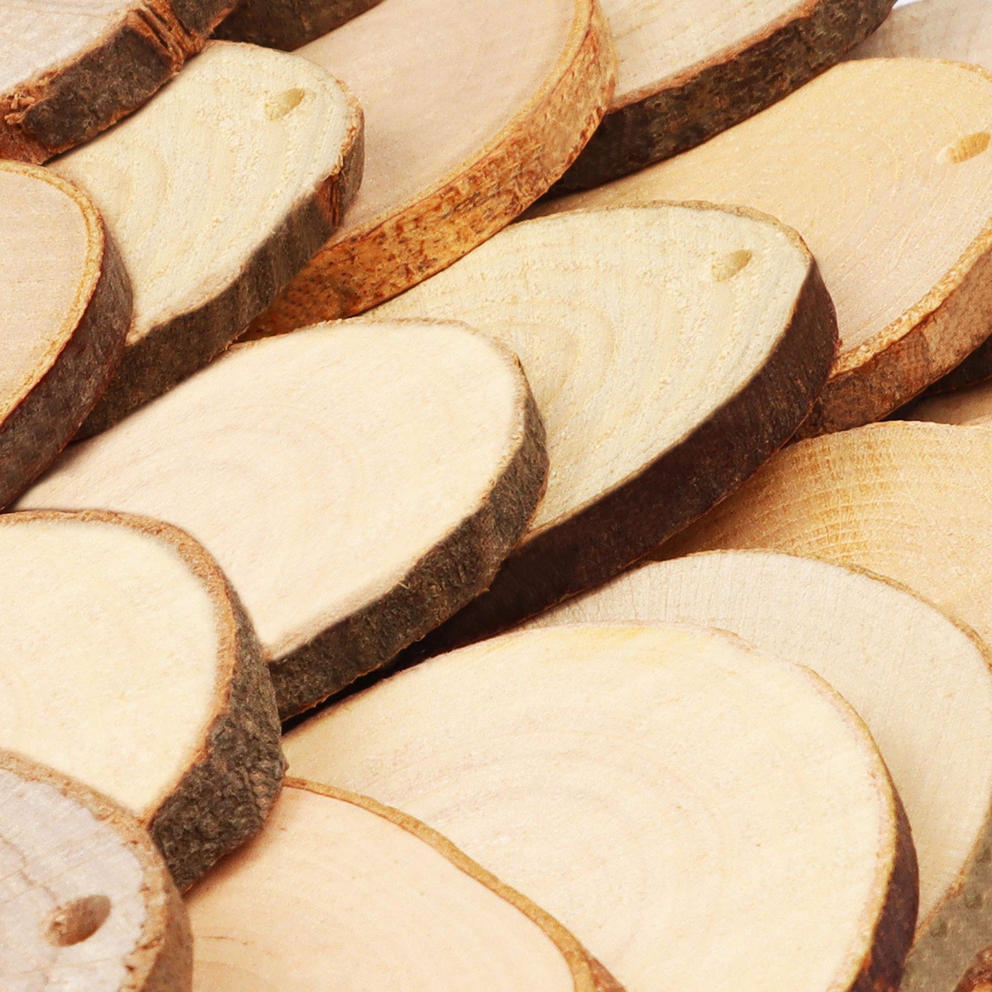 Kurtzy 100 Pack Unfinished Natural Wood Slices - 3-5cm Diameter & 5mm Thick - Predrilled Holes & 20m of Jute Twine - Small Rustic Circle Wooden Discs with Bark - Log Slices for Crafts & Decoration-CentralDepot247