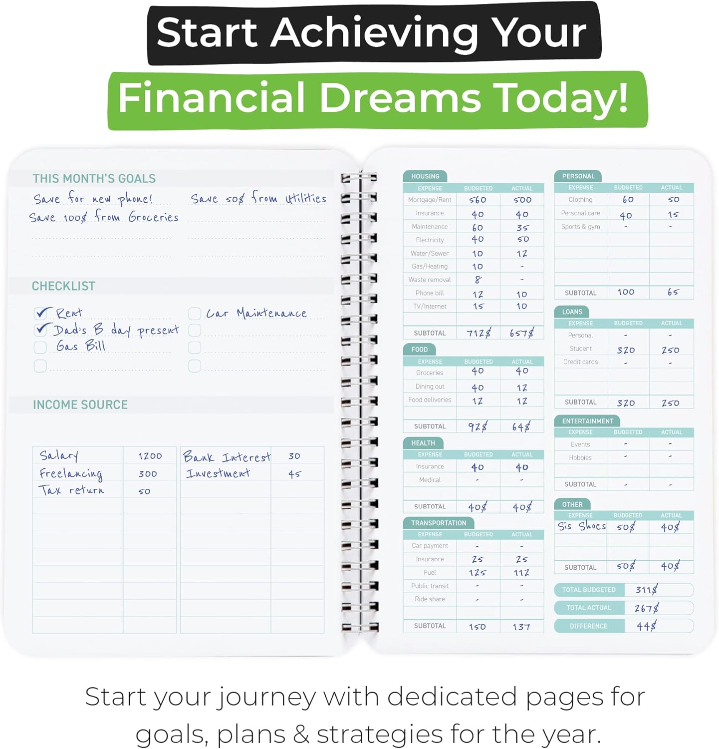 Undated Budget Planner & Expense Tracker Notebook-CentralDepot247