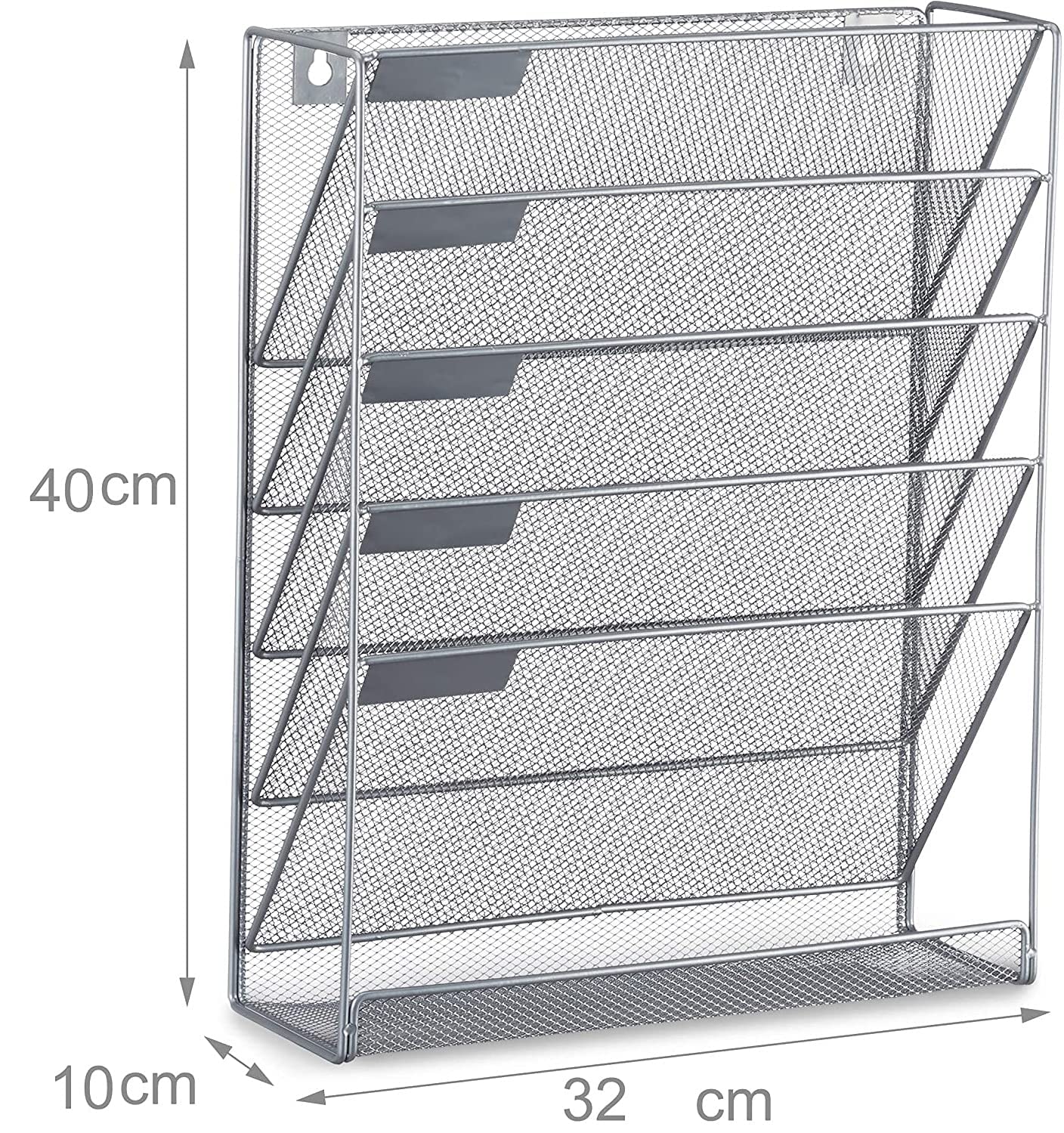 Wall Mounted 6 Tier Magazine File Rack - Silver Metal Organizer-CentralDepot247
