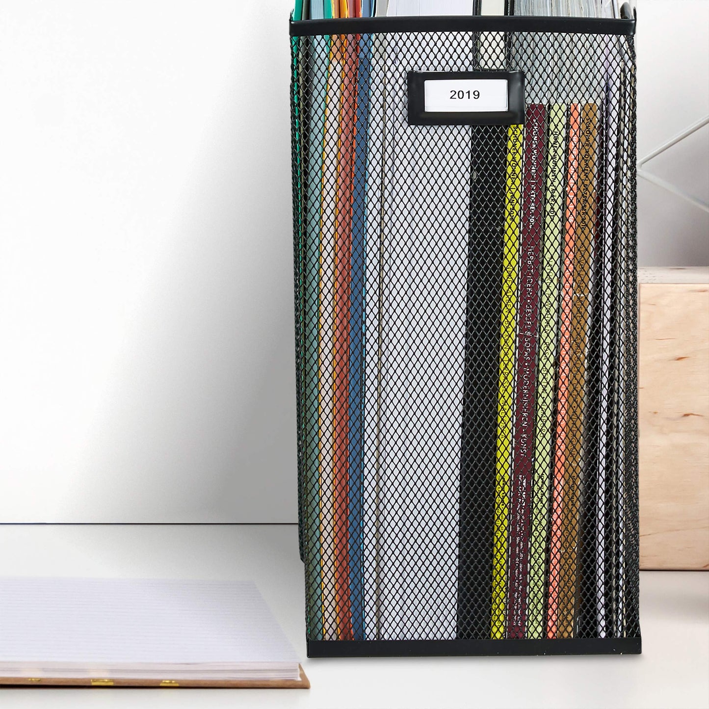 Relaxdays Mesh Magazine File Holder A4 - Black Steel Organizer