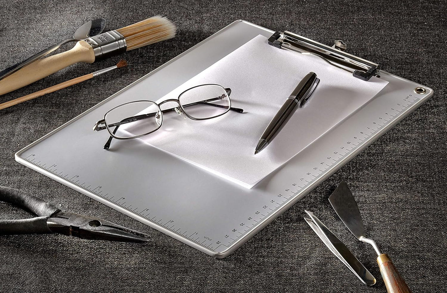 Snopake A4 Metallic Clipboard with Heavy Duty Clip and Measurement Guide