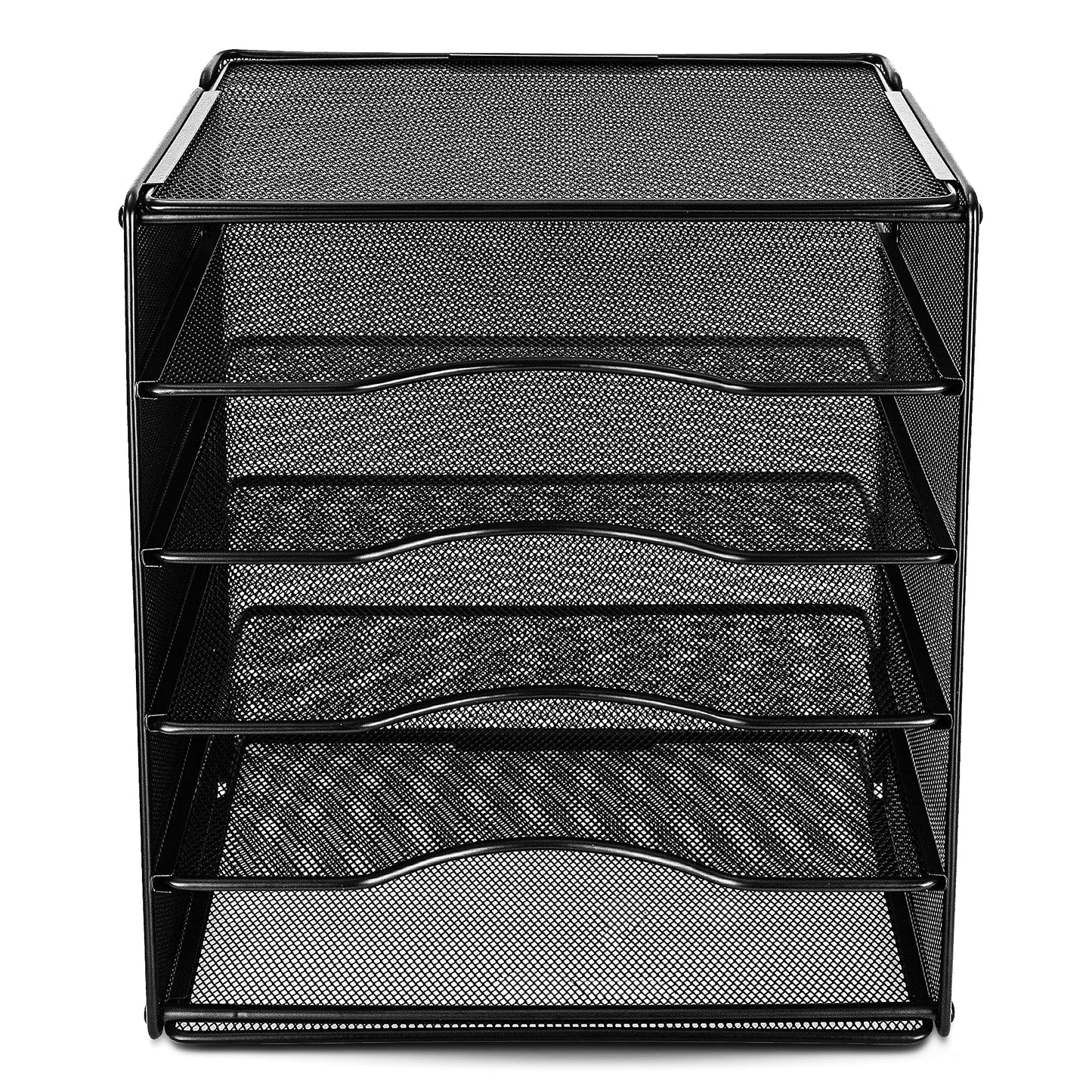 Rectangular Stackable Office Letter Trays - Pack of 2, Black-CentralDepot247