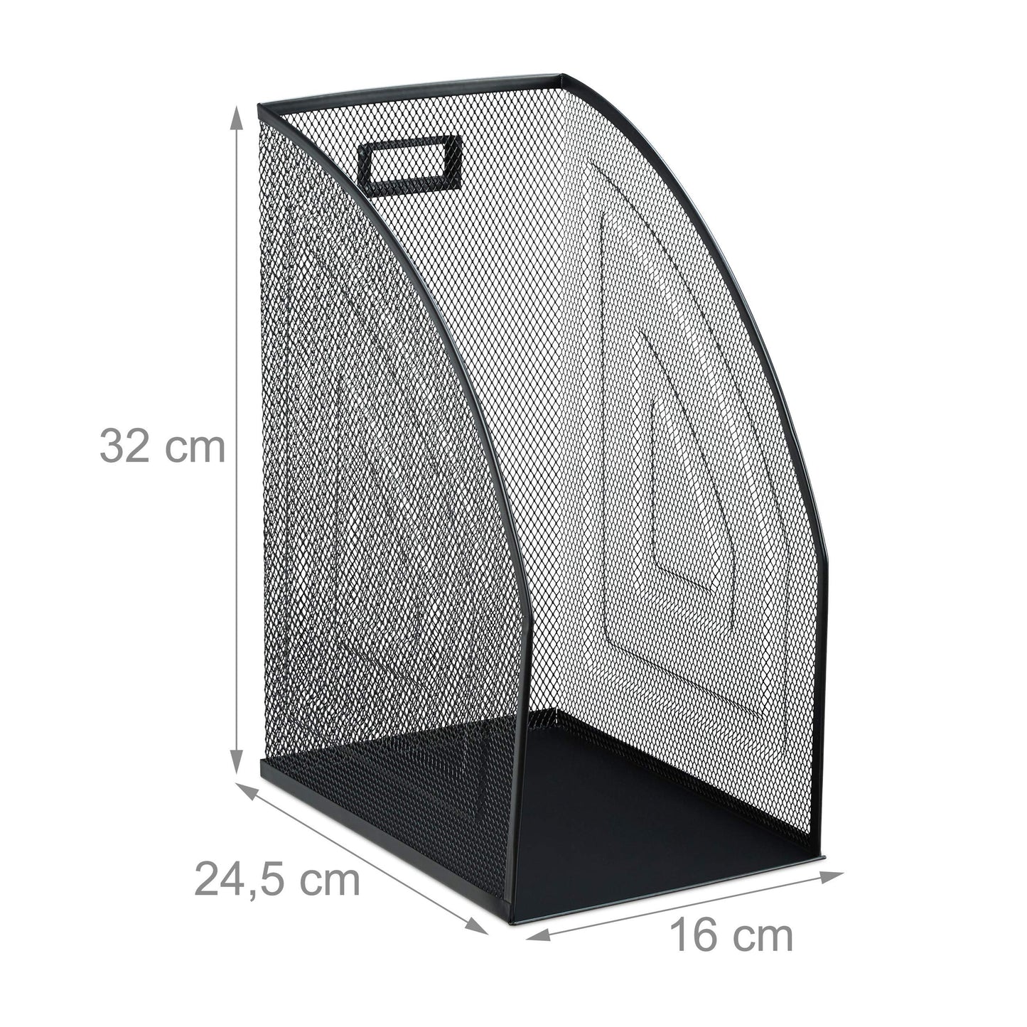 Relaxdays Mesh Magazine File Holder A4 - Black Steel Organizer