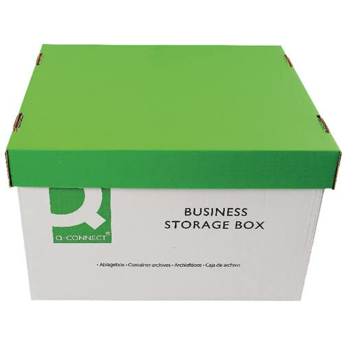 Q-Connect Business Storage Box 335x400x250mm Green & White (Pack of 10)